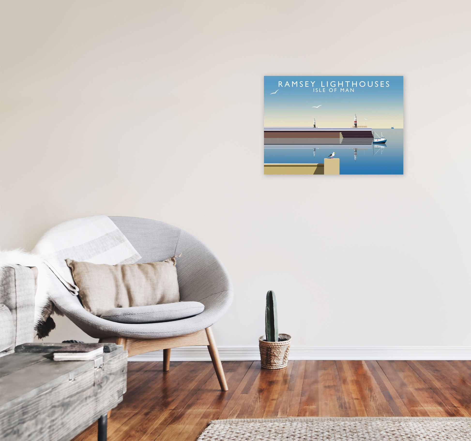 Ramsey Lighthouses Isle of Man Art Print by Richard O'Neill A2 Black Frame