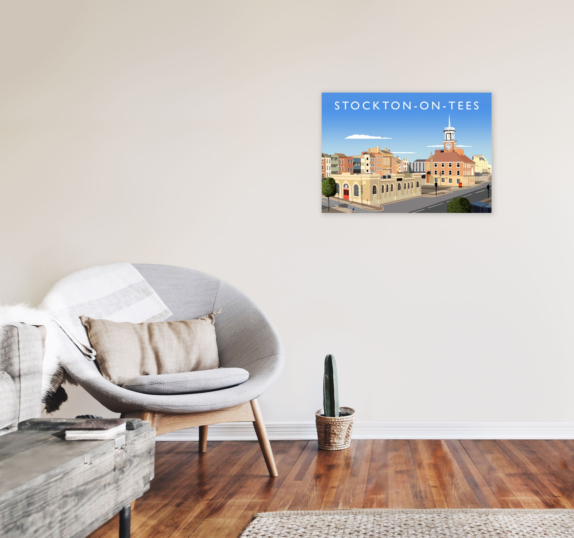 Stockton On Tees (Landscape) by Richard O'Neill A2 Black Frame