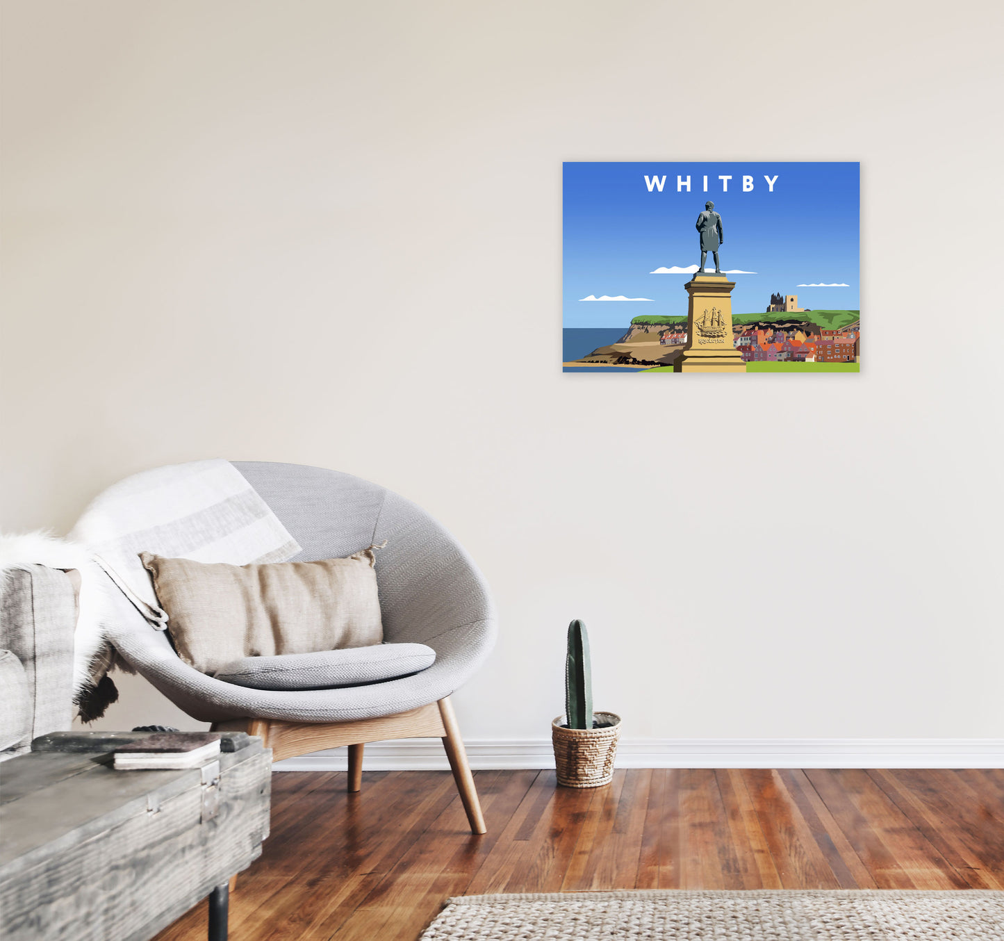 Whitby (Landscape) by Richard O'Neill Yorkshire Art Print, Vintage Travel Poster A2 Black Frame