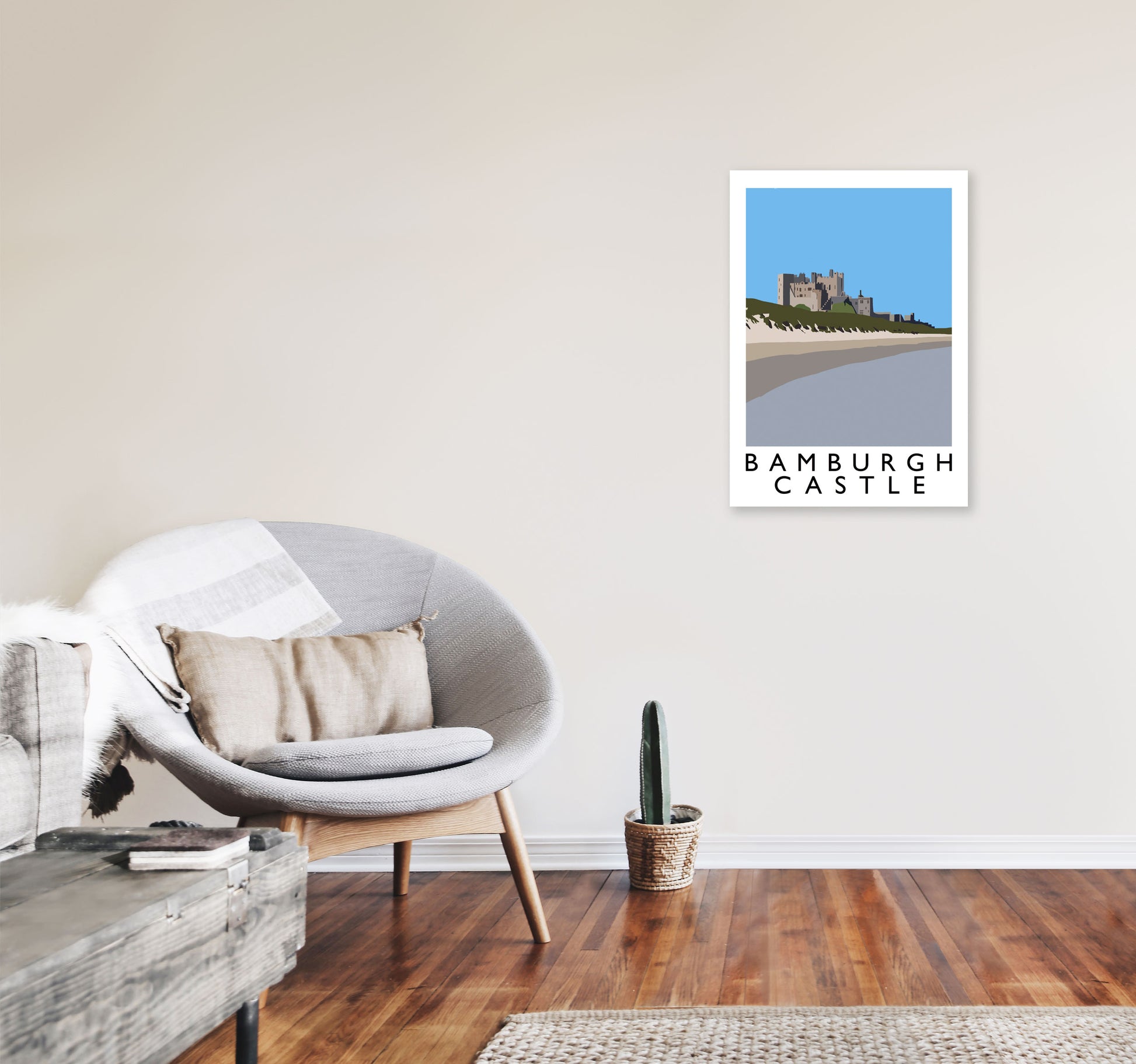 Bamburgh Castle Portrait by Richard O'Neill A2 Black Frame