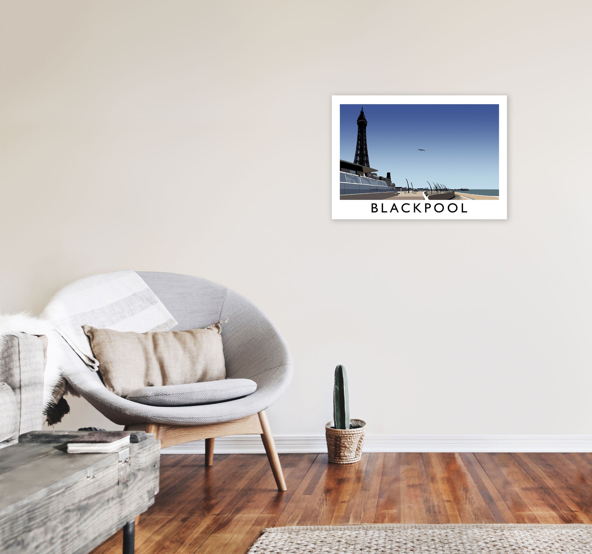 Blackpool Art Print by Richard O'Neill A2 Black Frame