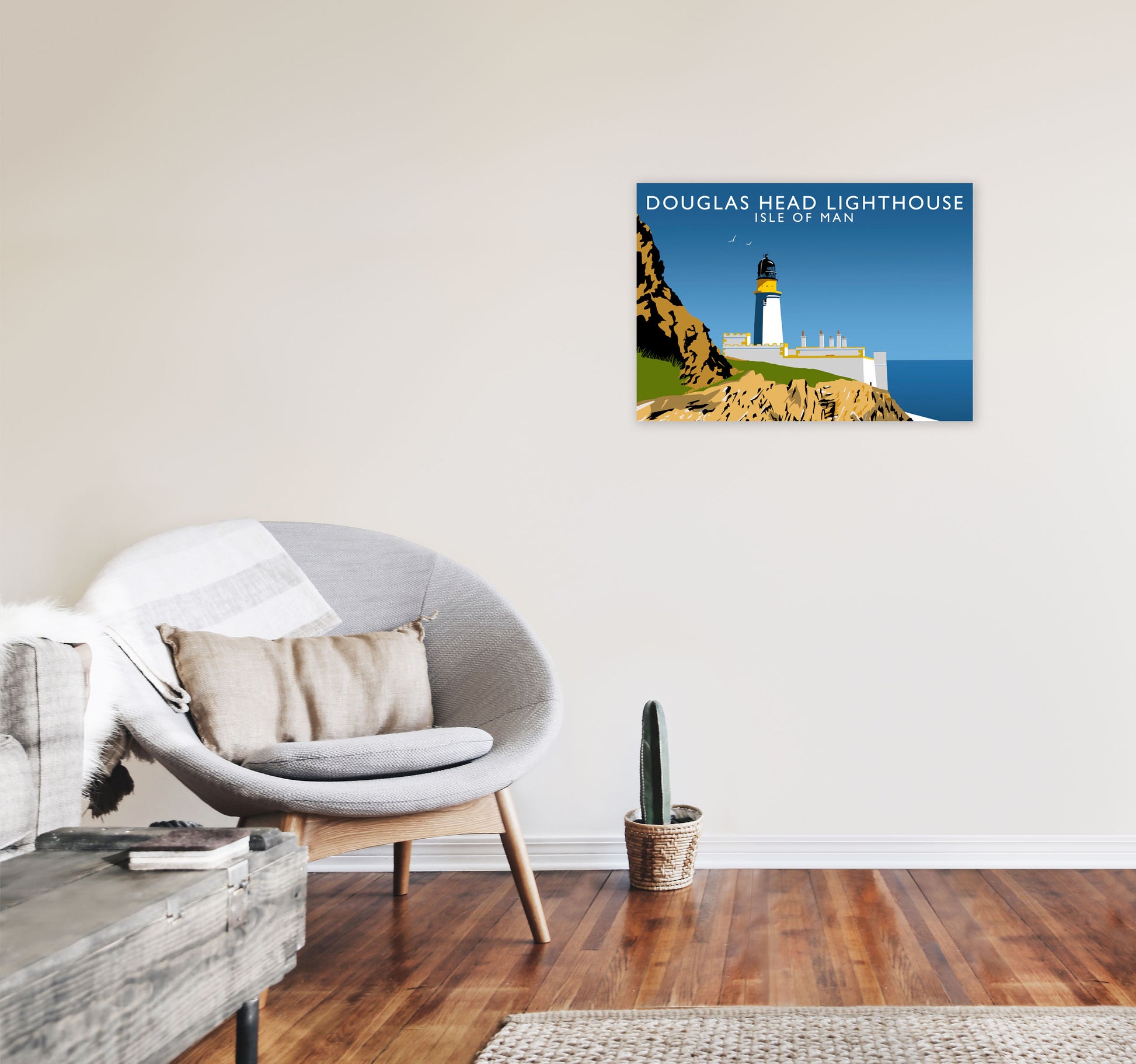 Douglas Head Lighthouse Portrait by Richard O'Neill A2 Black Frame