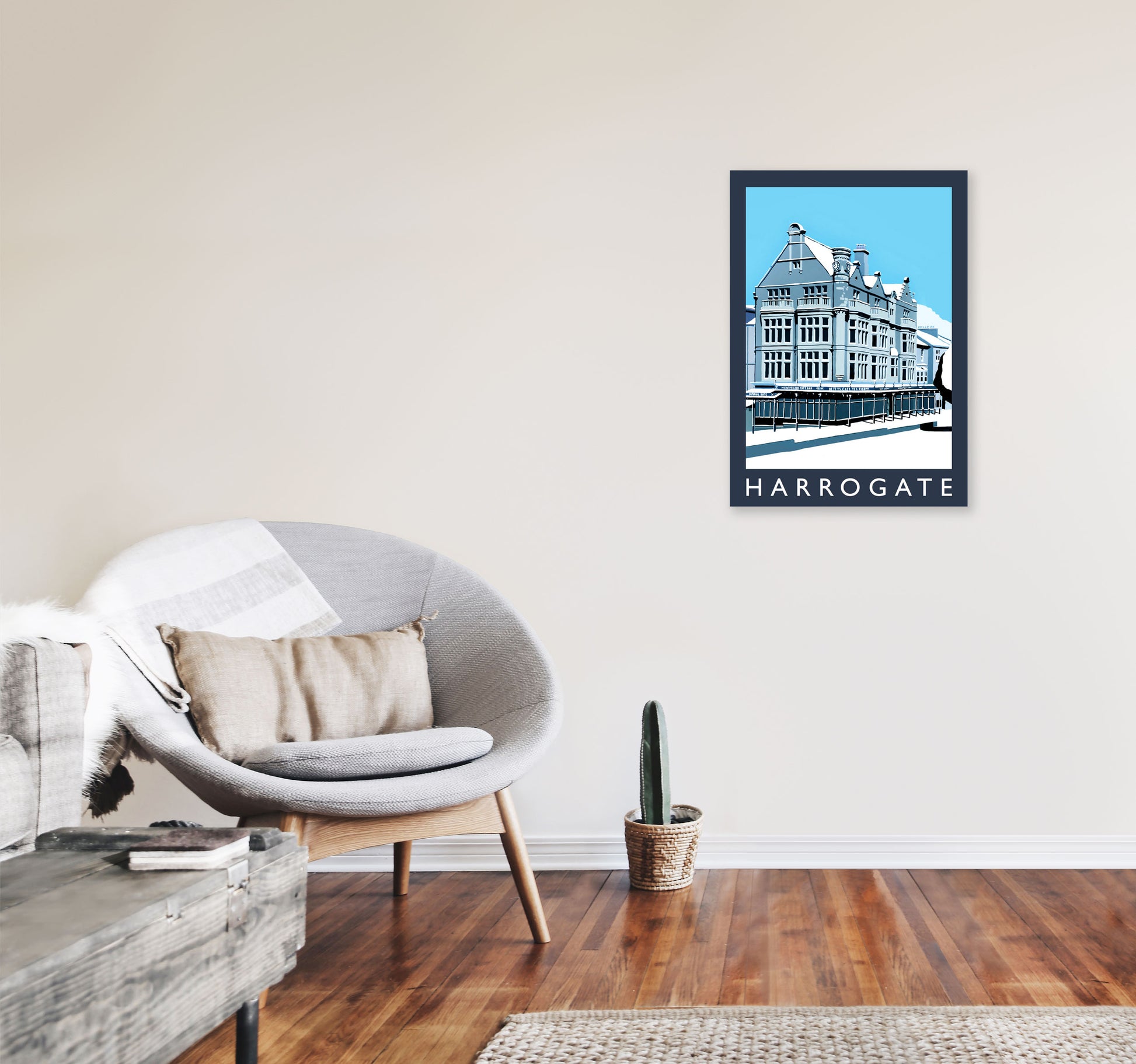 Harrogate Travel Art Print by Richard O'Neill, Framed Wall Art A2 Black Frame