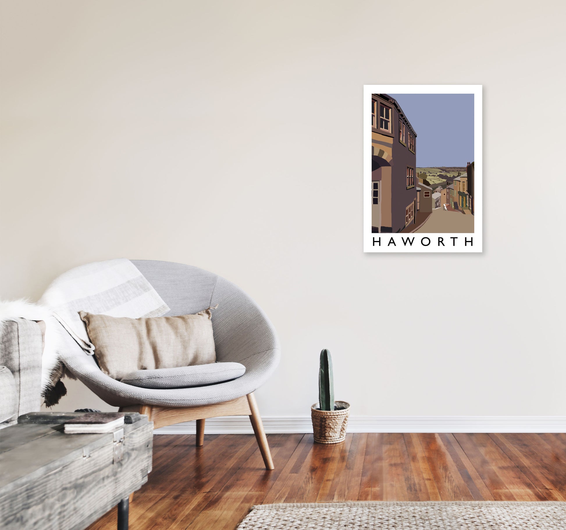 Haworth Travel Art Print by Richard O'Neill, Framed Wall Art A2 Black Frame