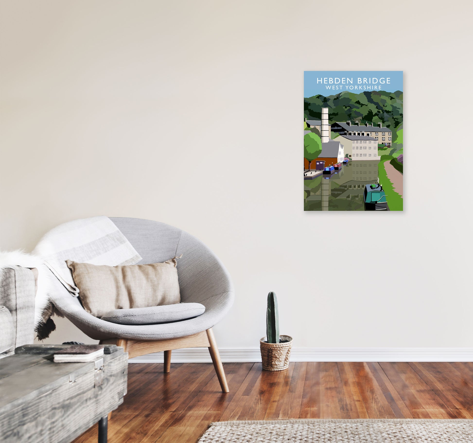 Hebden Bridge West Yorkshire Portrait Travel Art Print by Richard O'Neill A2 Black Frame