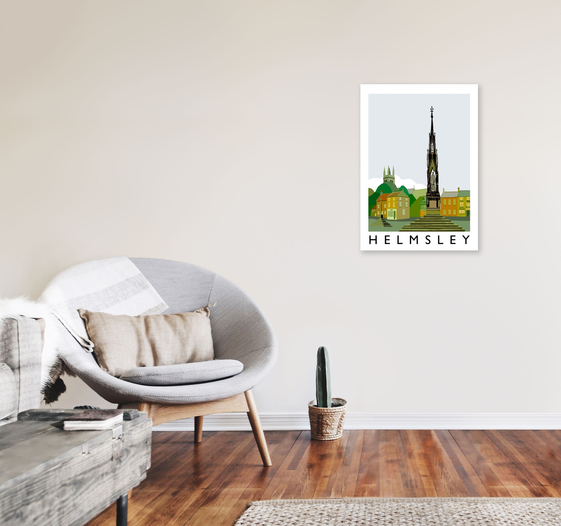 Helmsley Travel Art Print by Richard O'Neill, Framed Wall Art A2 Black Frame