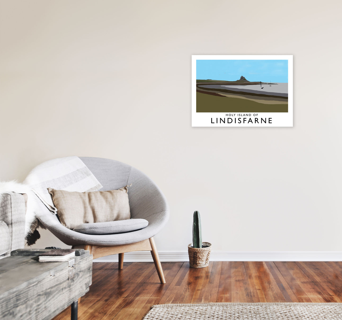 Holy Island of Lindisfarne Art Print by Richard O'Neill A2 Black Frame