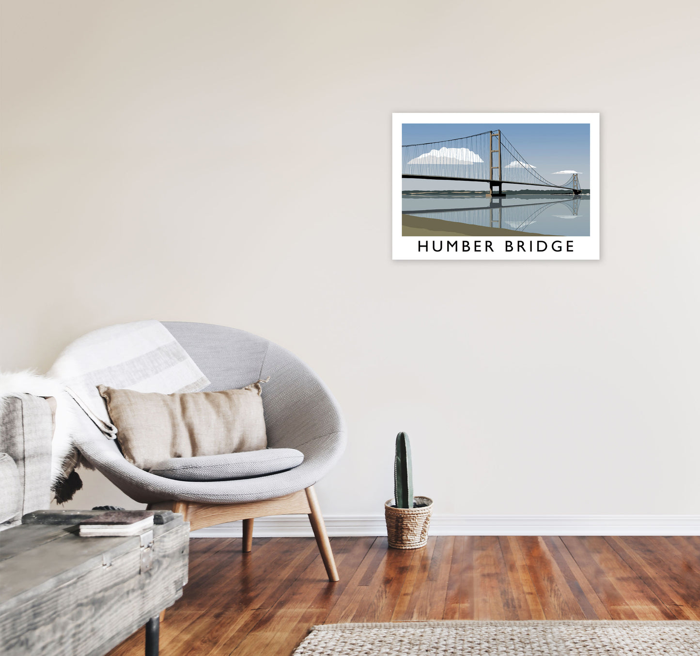 Humber Bridge Framed Digital Art Print by Richard O'Neill A2 Black Frame