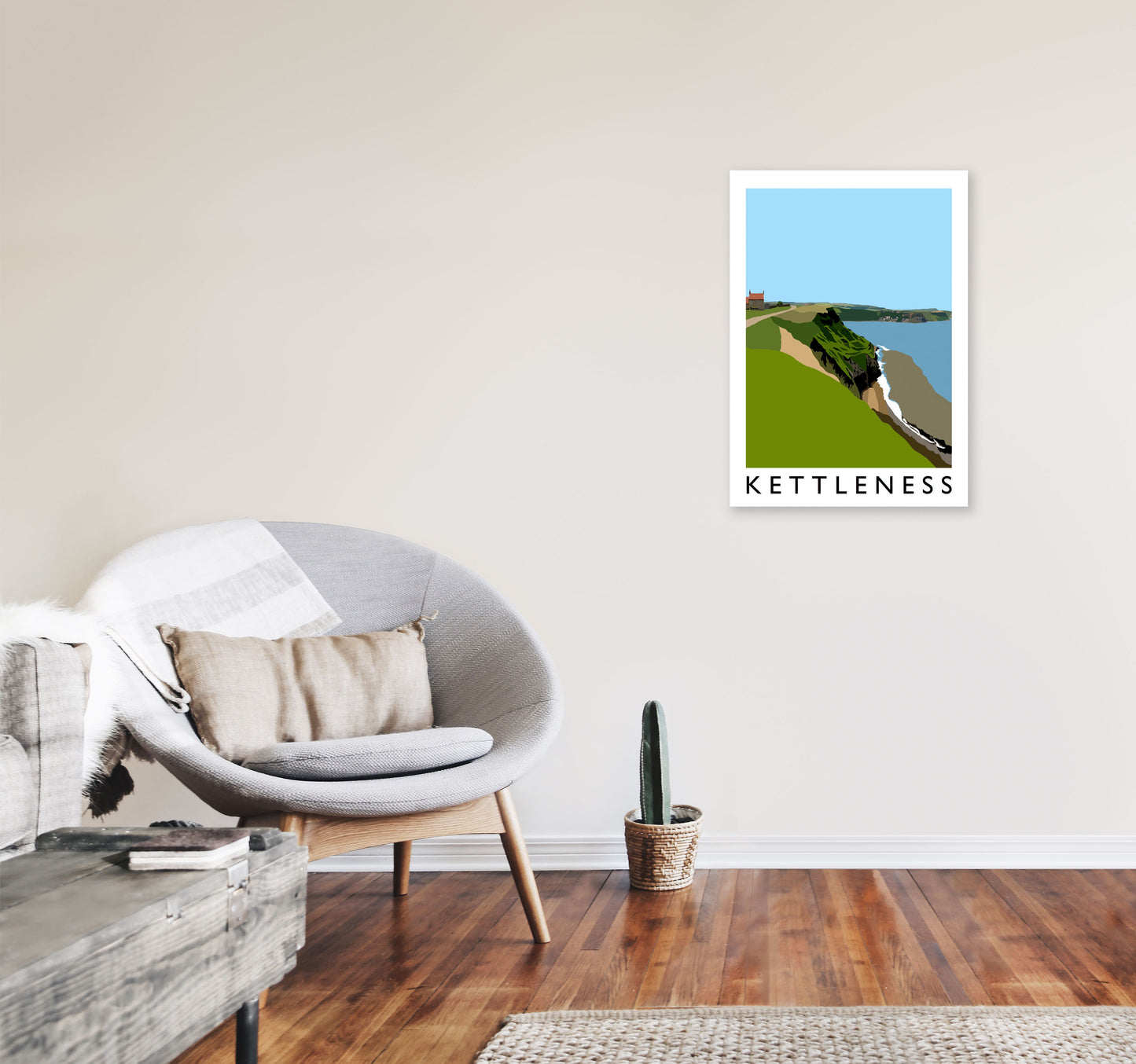 Kettleness Travel Art Print by Richard O'Neill, Framed Wall Art A2 Black Frame