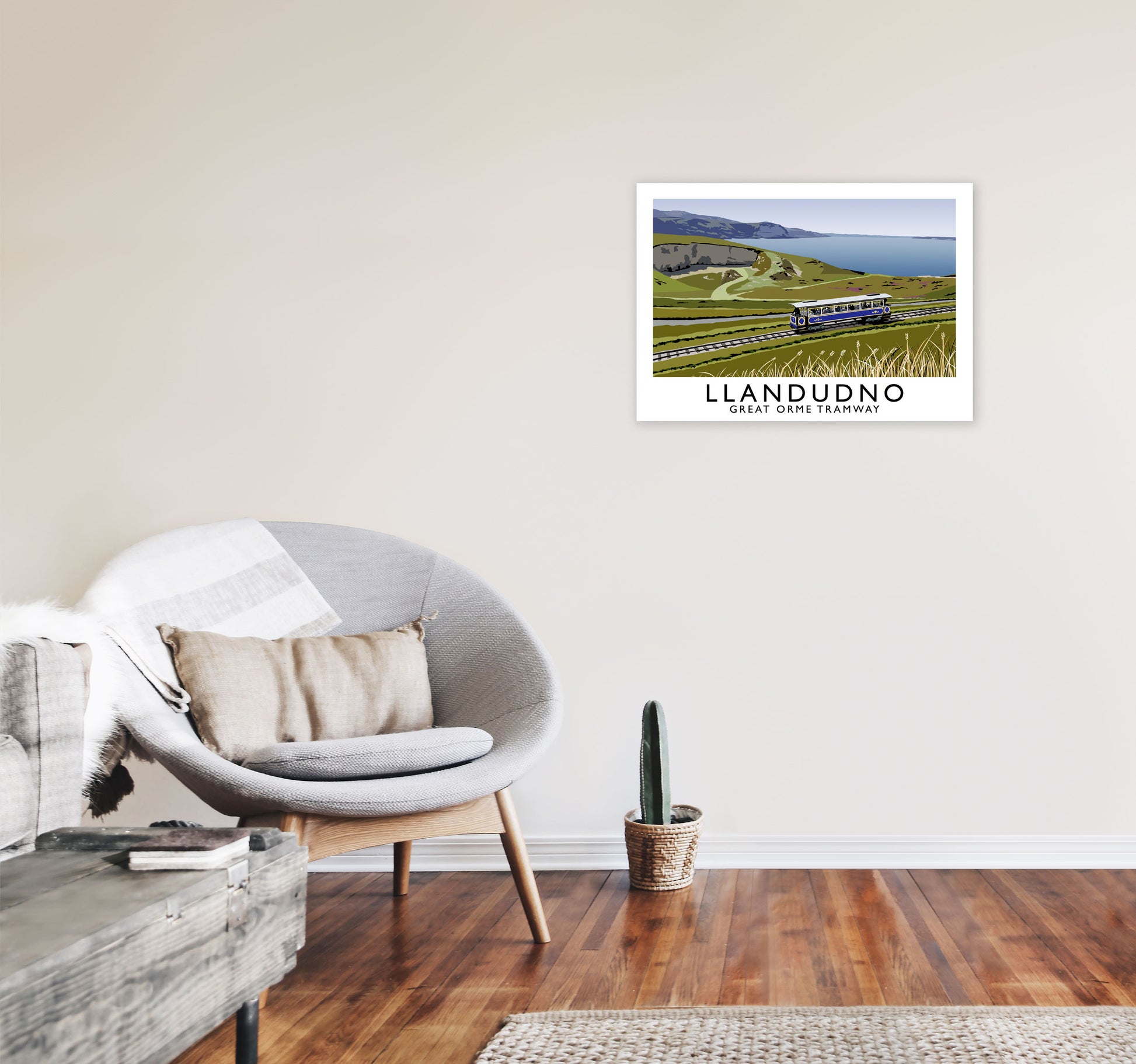 Llandudno Great Orme Tramway Digital Art Print by Richard O'Neill A2 Black Frame