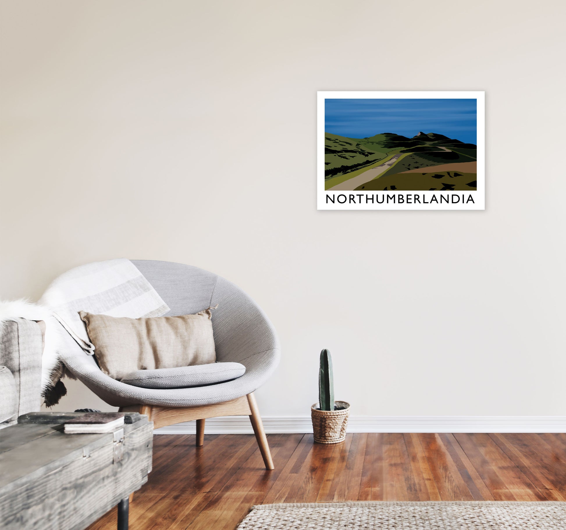 Northumberlandia Travel Art Print by Richard O'Neill, Framed Wall Art A2 Black Frame