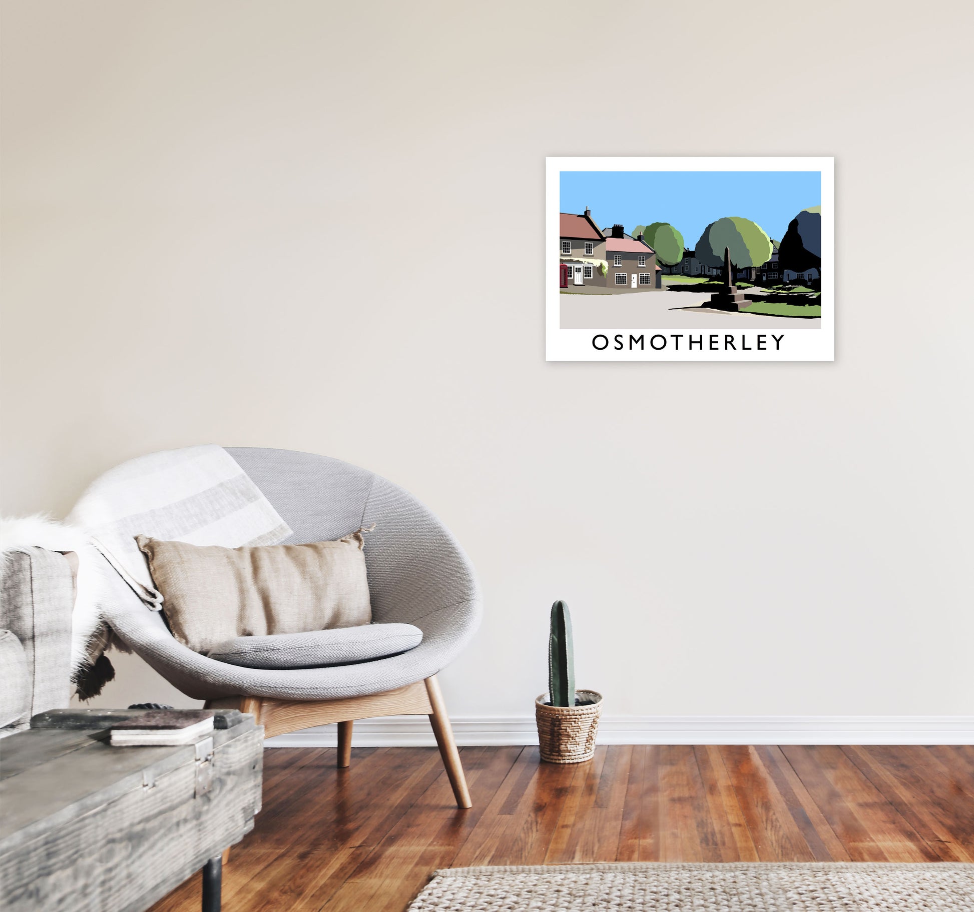 Osmotherley Travel Art Print by Richard O'Neill, Framed Wall Art A2 Black Frame