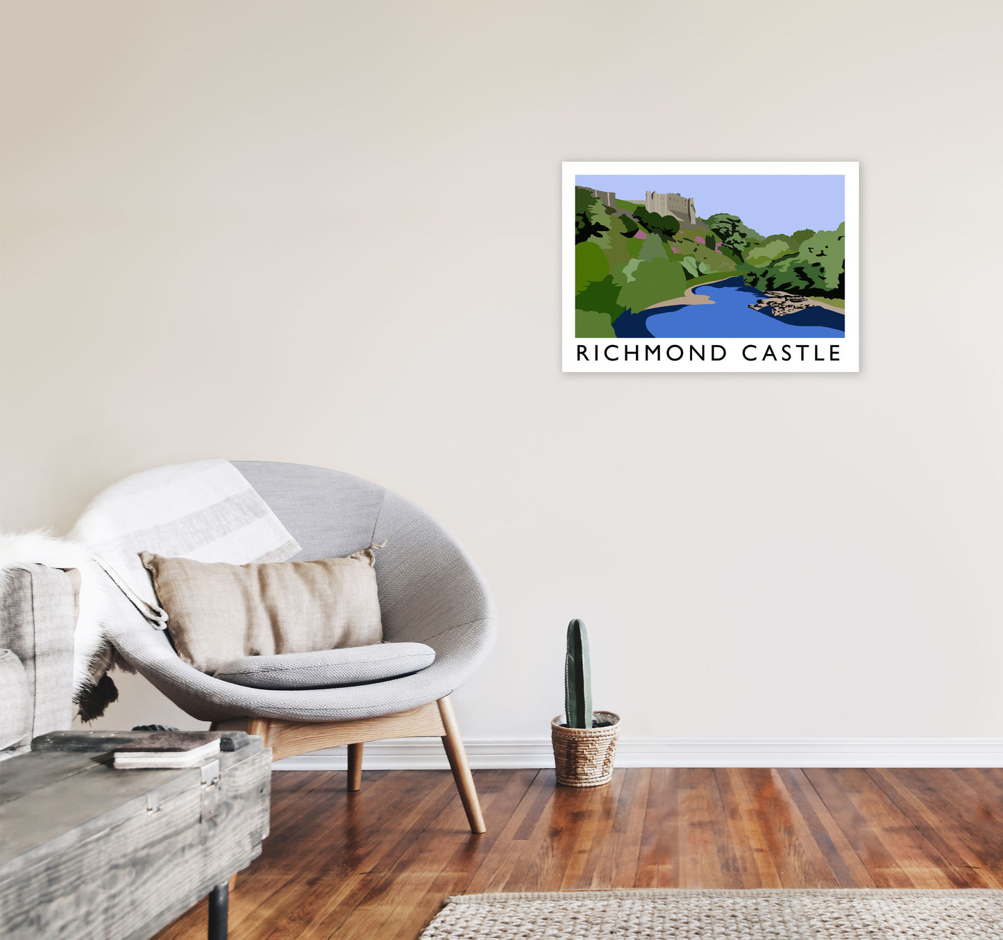 Richmond Castle Digital Art Print by Richard O'Neill, Framed Wall Art A2 Black Frame