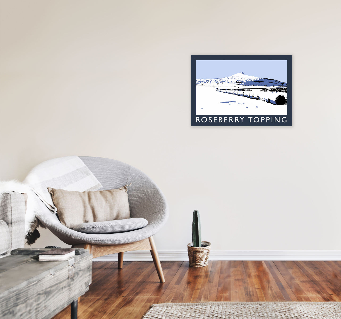 Roseberry Topping Travel Art Print by Richard O'Neill, Framed Wall Art A2 Black Frame