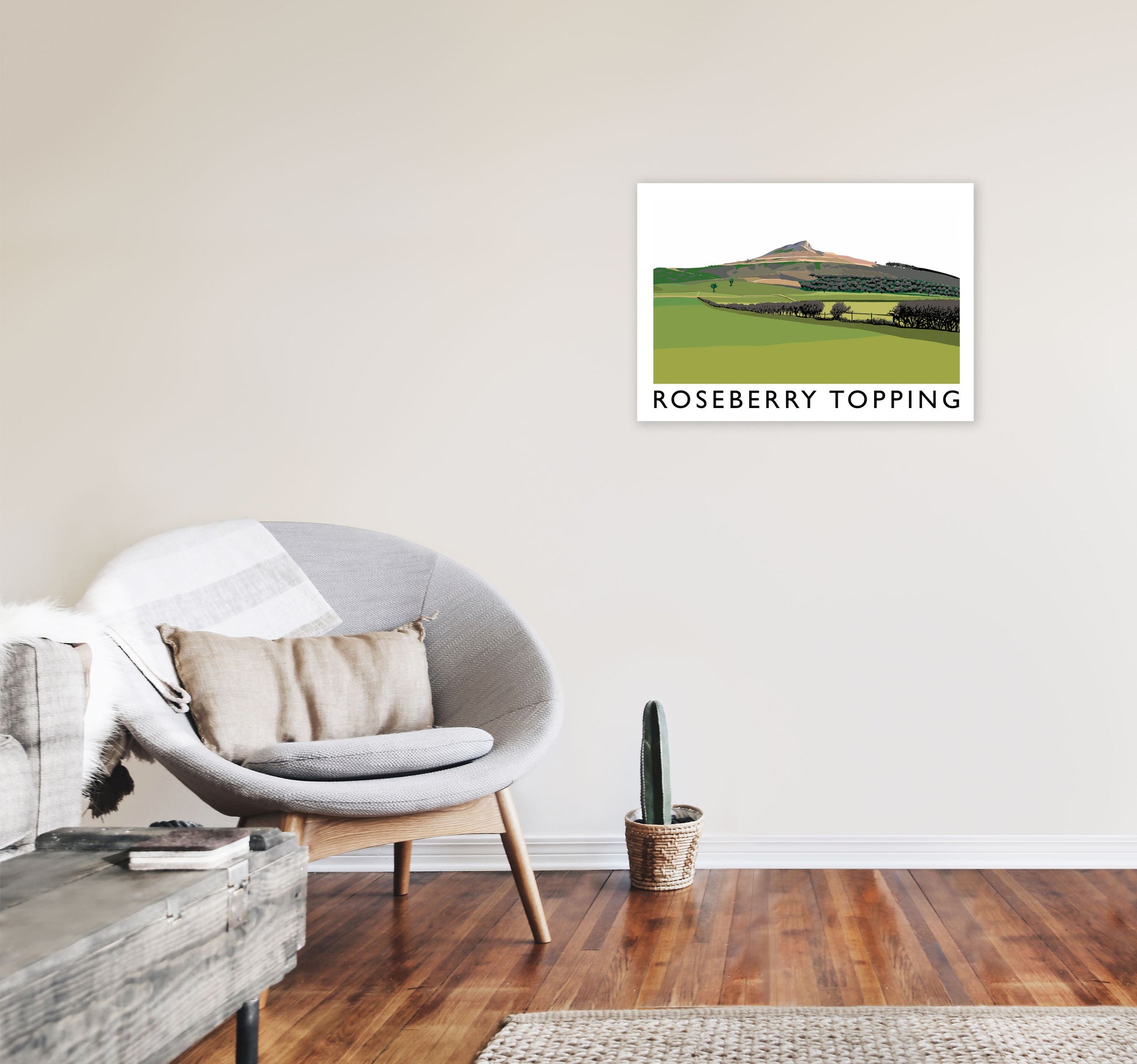 Roseberry Topping Art Print by Richard O'Neill, Framed Wall Art A2 Black Frame