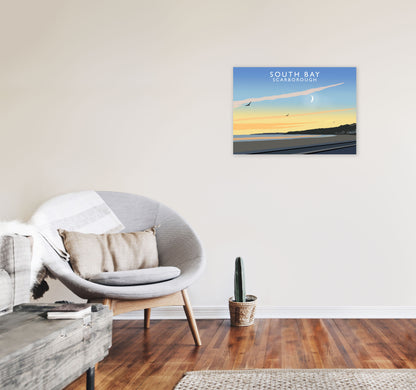 South Bay Scarborough Art Print by Richard O'Neill, Framed Wall Art A2 Black Frame