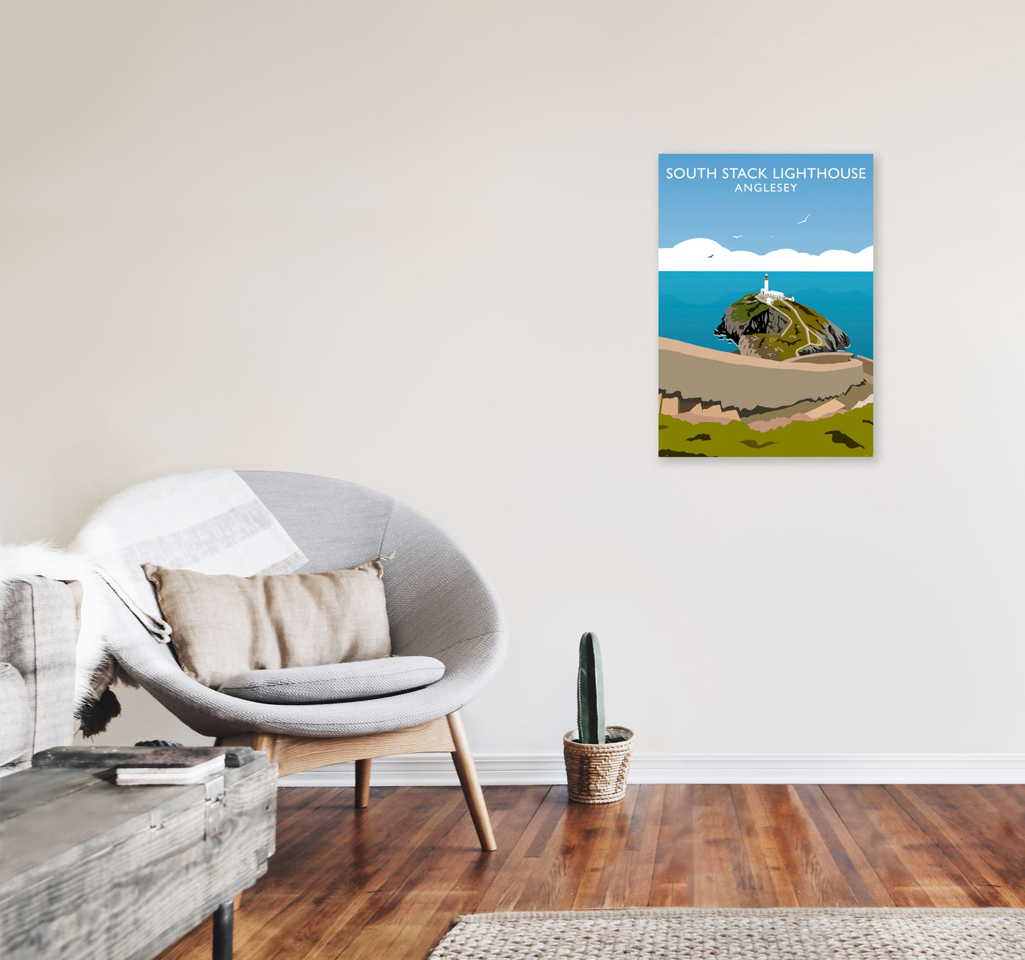 South Stack Lighthouse2 Portrait Anglesey Travel Art Print by Richard O'Neill A2 Black Frame