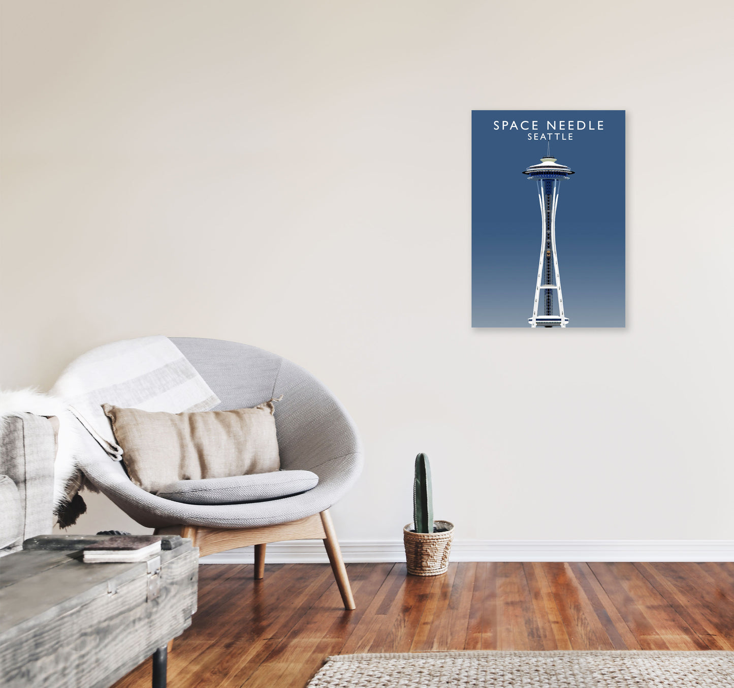 Space Needle Seattle Art Print by Richard O'Neill A2 Black Frame