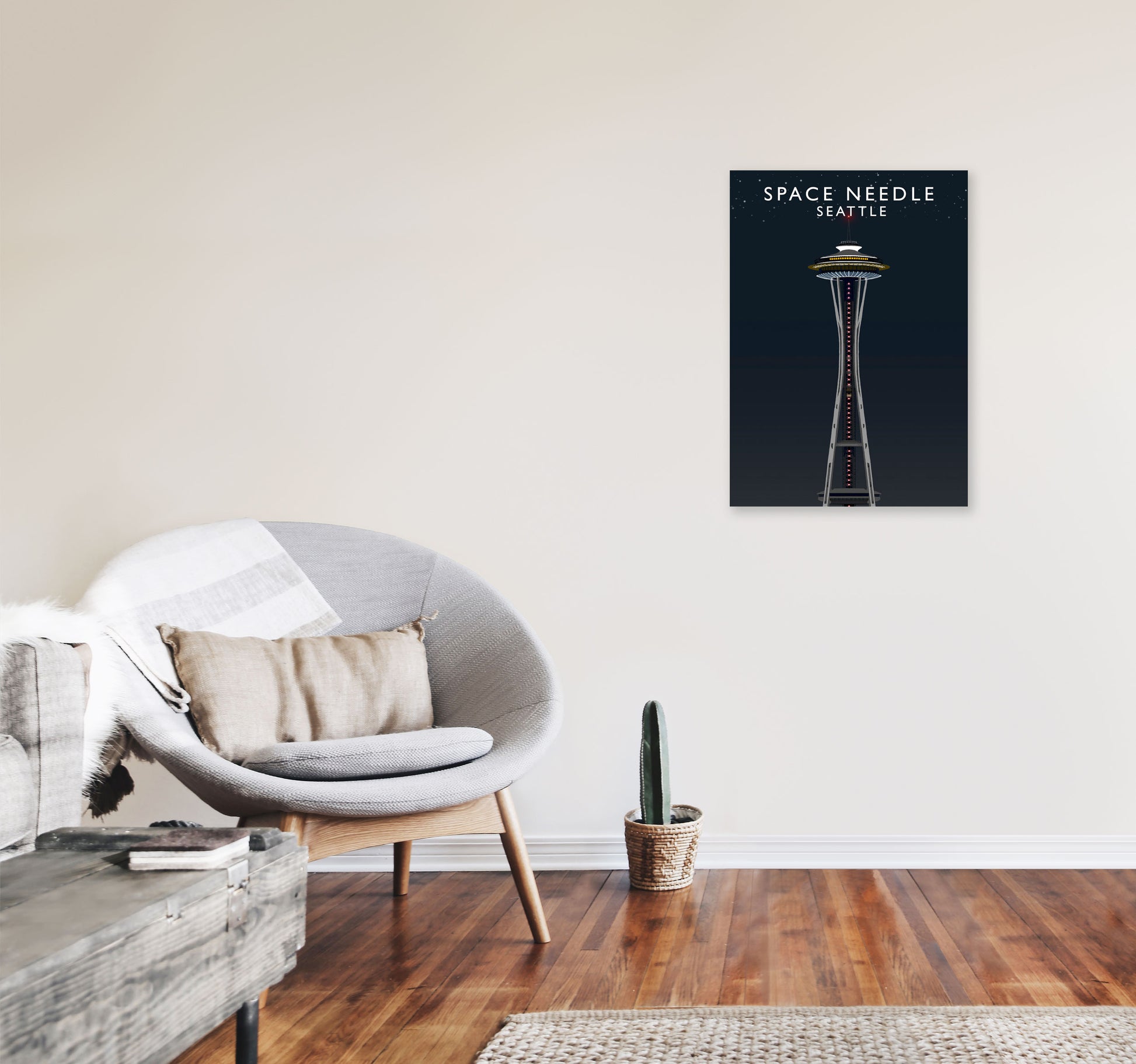 Space Needle Seattle Night Art Print by Richard O'Neill A2 Black Frame