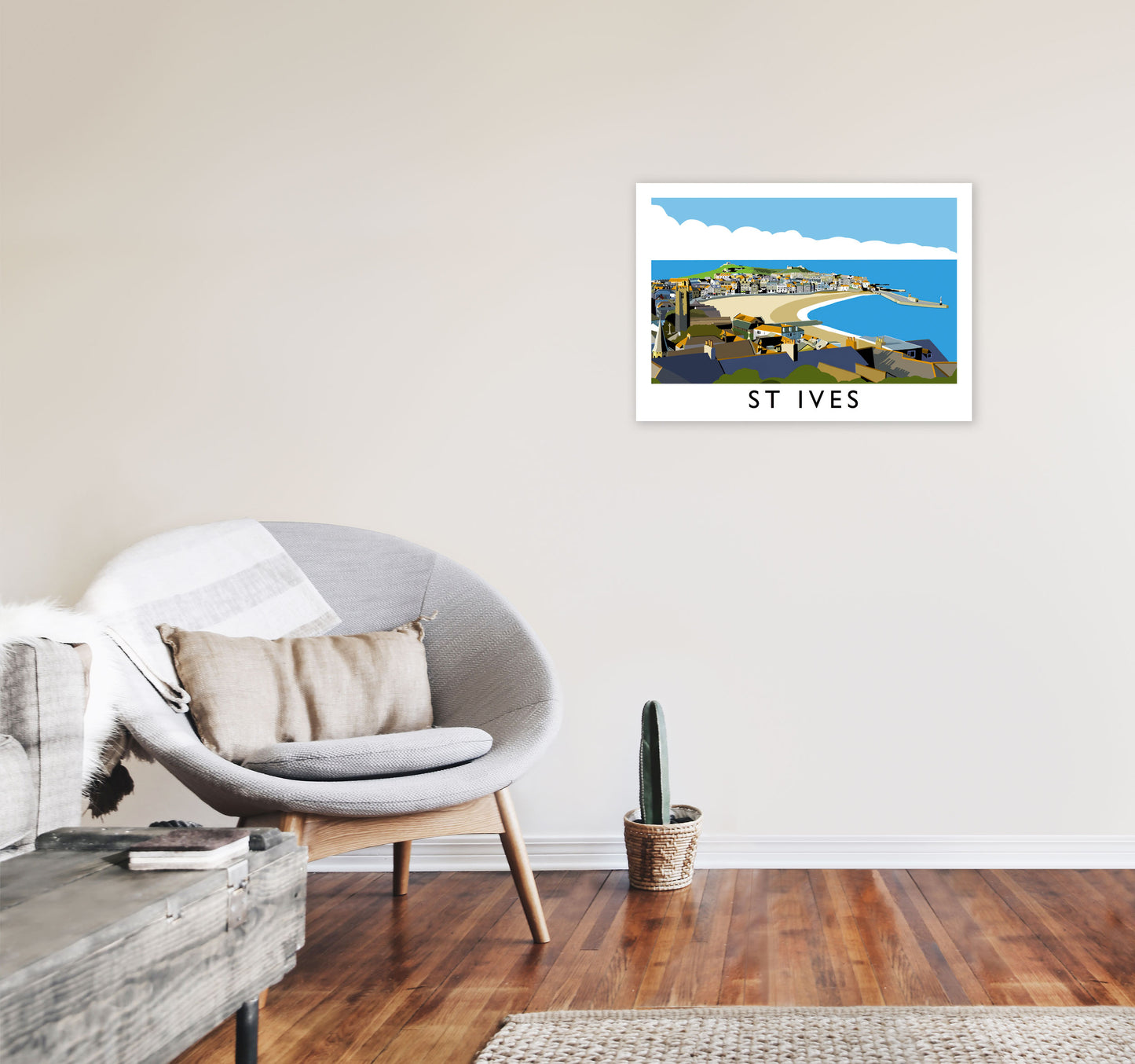 St Ives Art Print by Richard O'Neill, Framed Wall Art A2 Black Frame