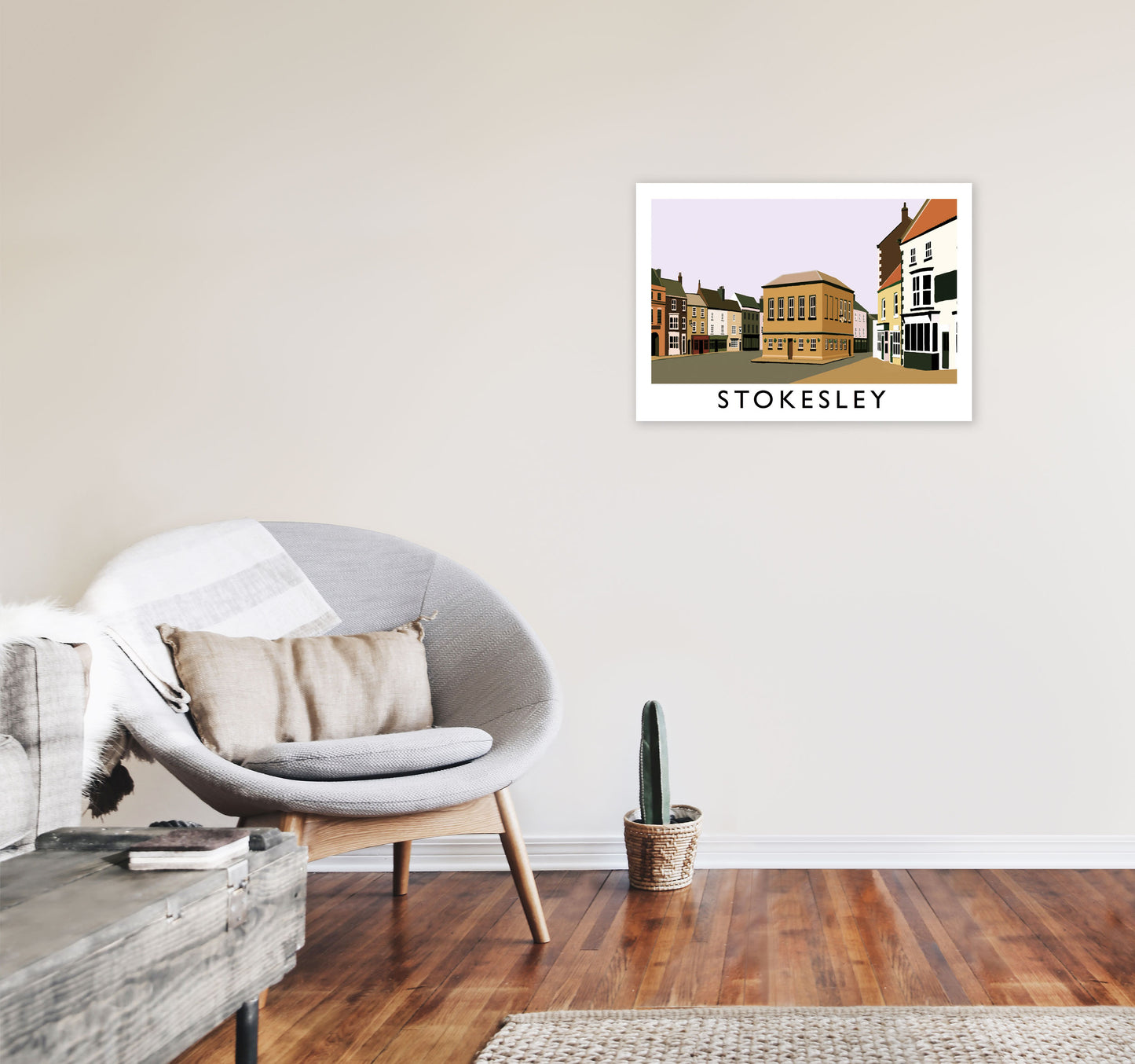 Stokesley Travel Art Print by Richard O'Neill, Framed Wall Art A2 Black Frame