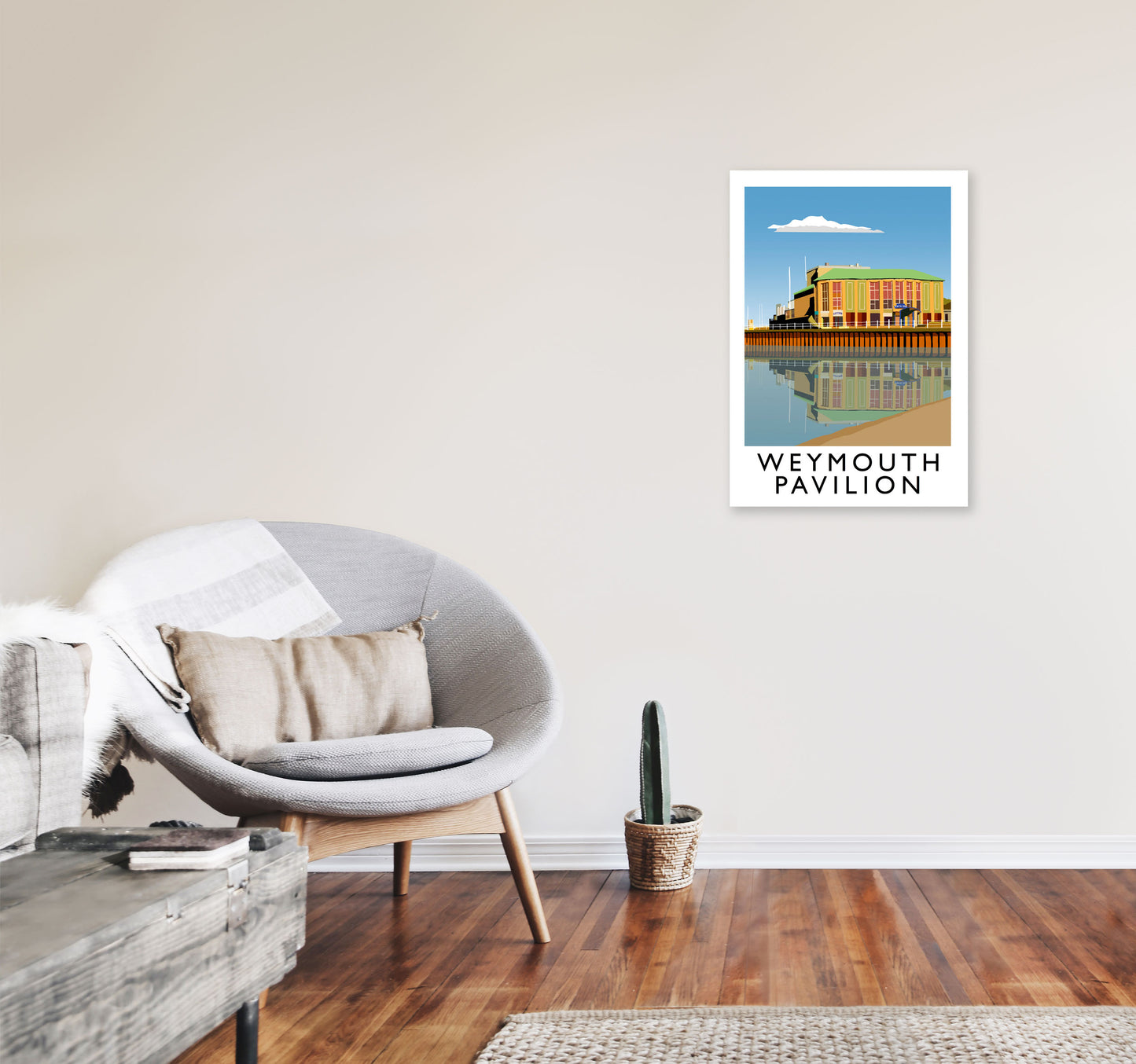 Weymouth Pavilion Travel Art Print by Richard O'Neill, Framed Wall Art A2 Black Frame