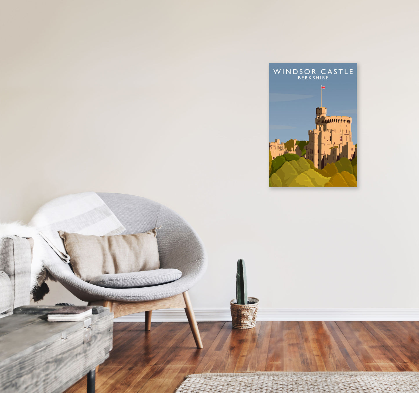 Windsor Castle Portrait Berkshire Travel Art Print by Richard O'Neill A2 Black Frame