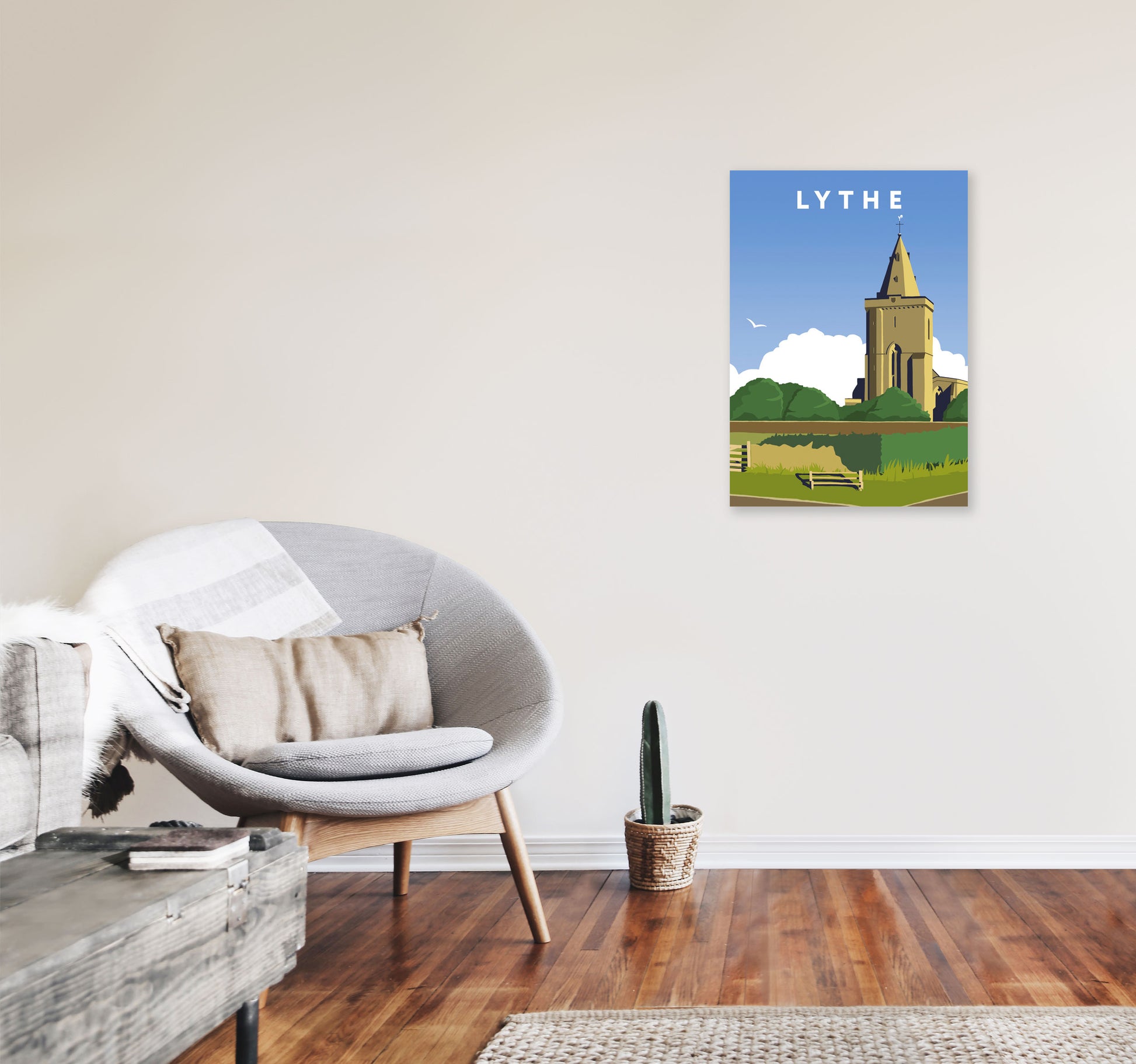 Lythe Travel Art Print by Richard O'Neill, Framed Wall Art A2 Black Frame