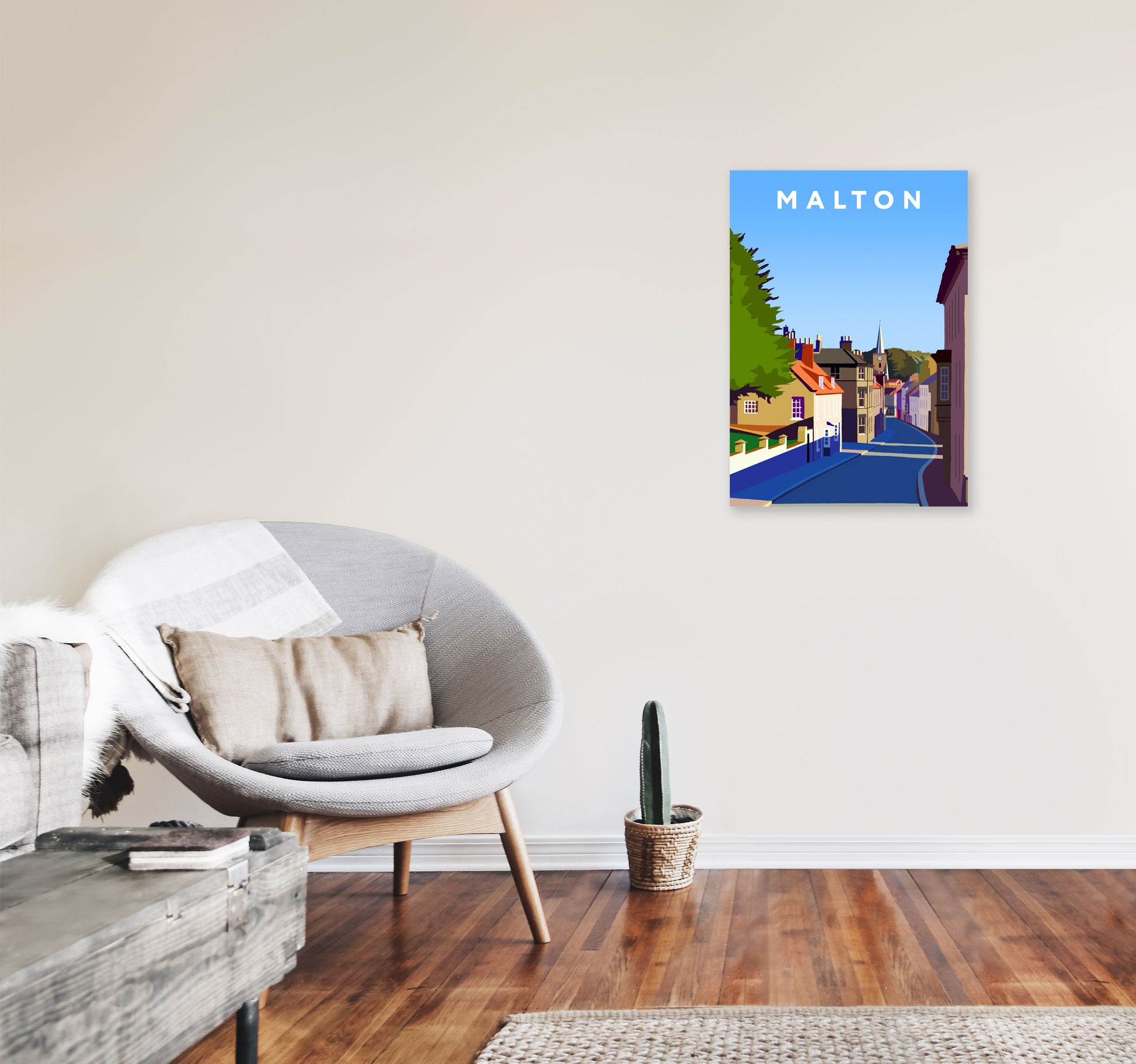 Malton Travel Art Print by Richard O'Neill, Framed Wall Art A2 Black Frame