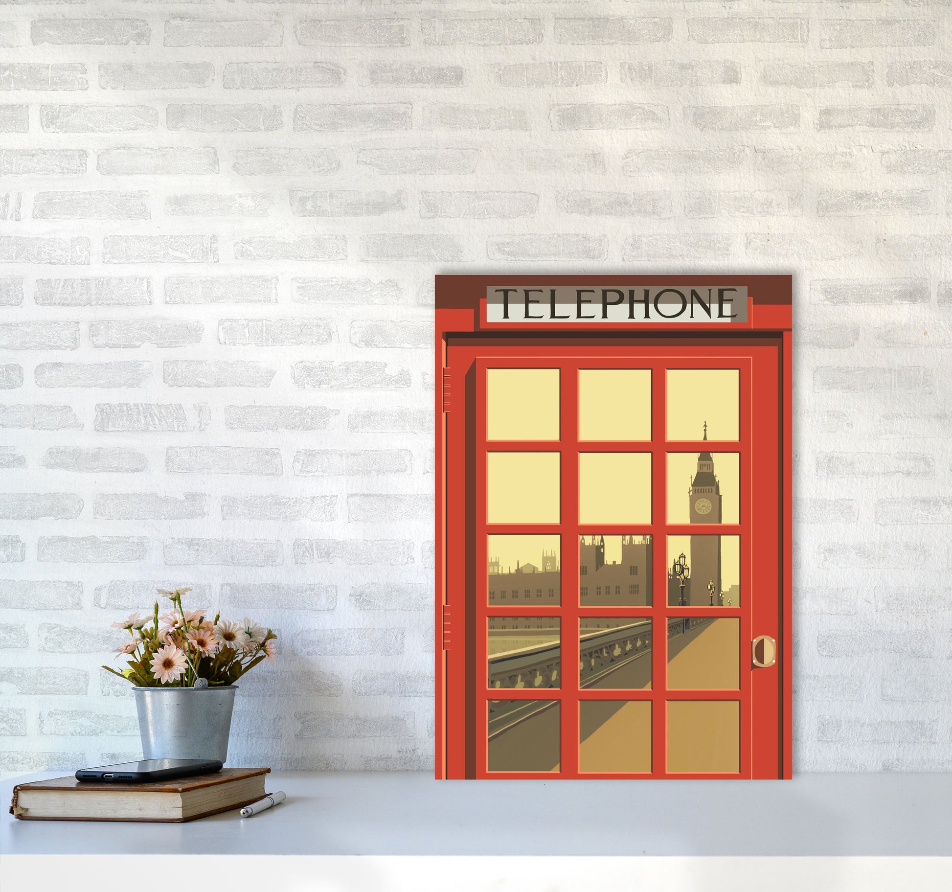 London Telephone Box 5 by Richard O'Neill A2 Black Frame