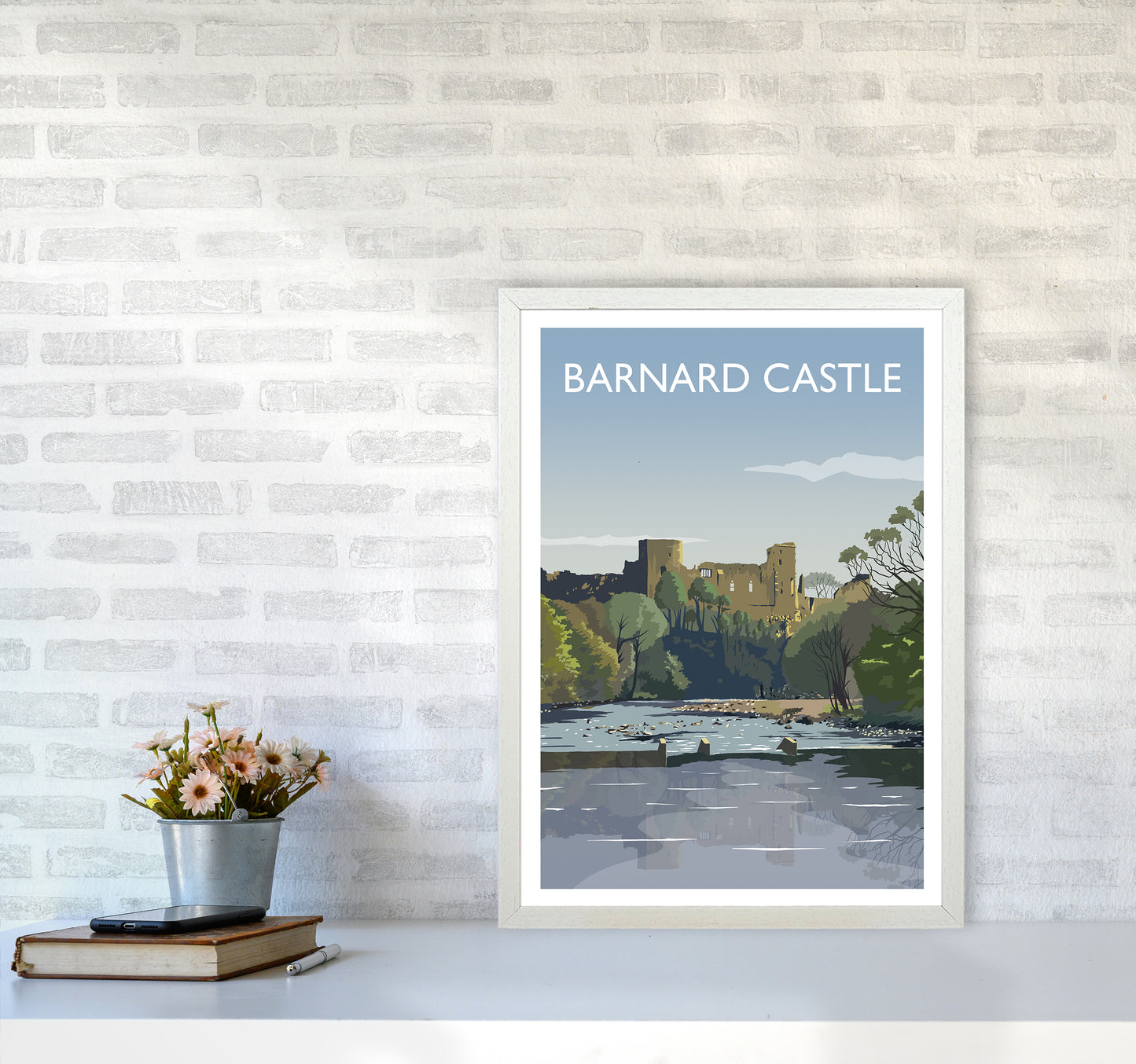 Barnard Castle 2 Portrait Art Print by Richard O'Neill A2 Oak Frame