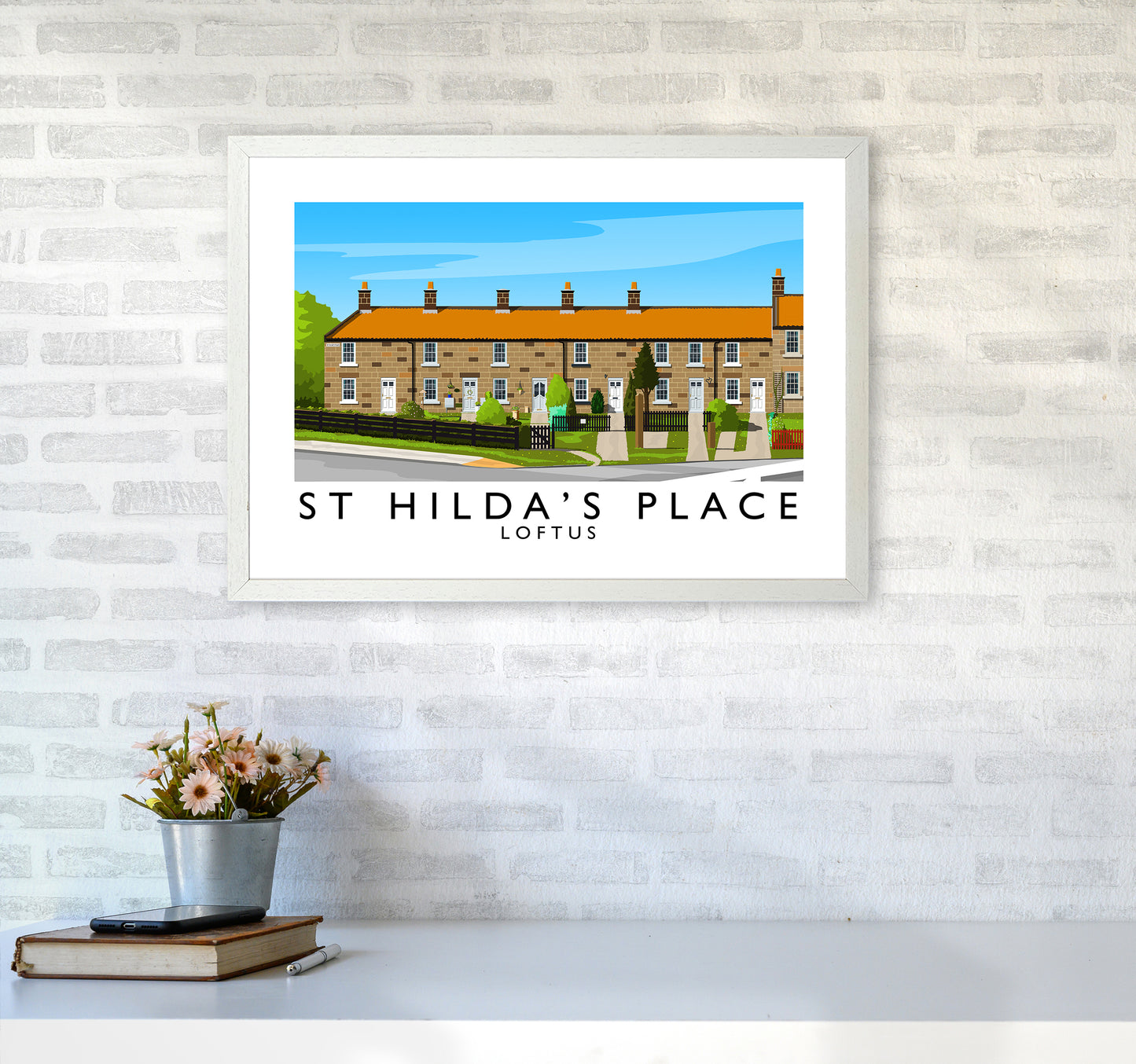 St Hilda's Place Art Print by Richard O'Neill A2 Oak Frame