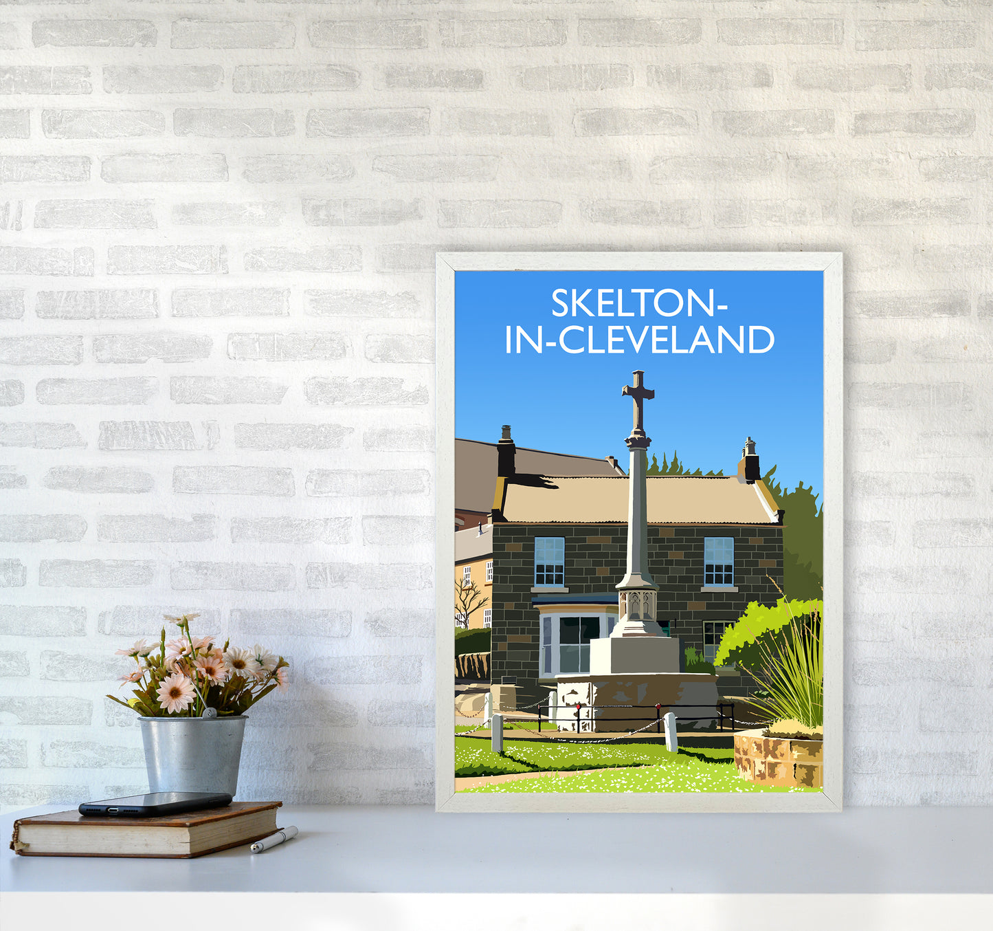 Skelton-in-Cleveland portrait Travel Art Print by Richard O'Neill A2 Oak Frame