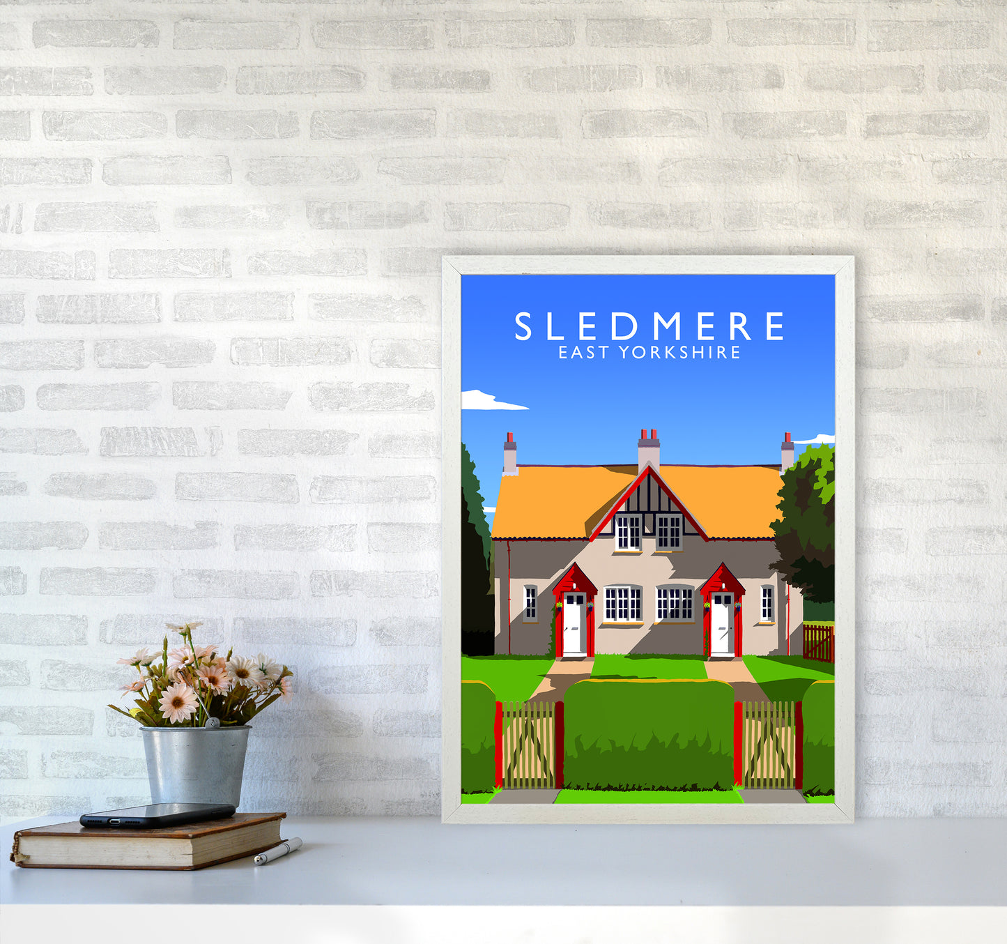 Sledmere portrait Travel Art Print by Richard O'Neill A2 Oak Frame