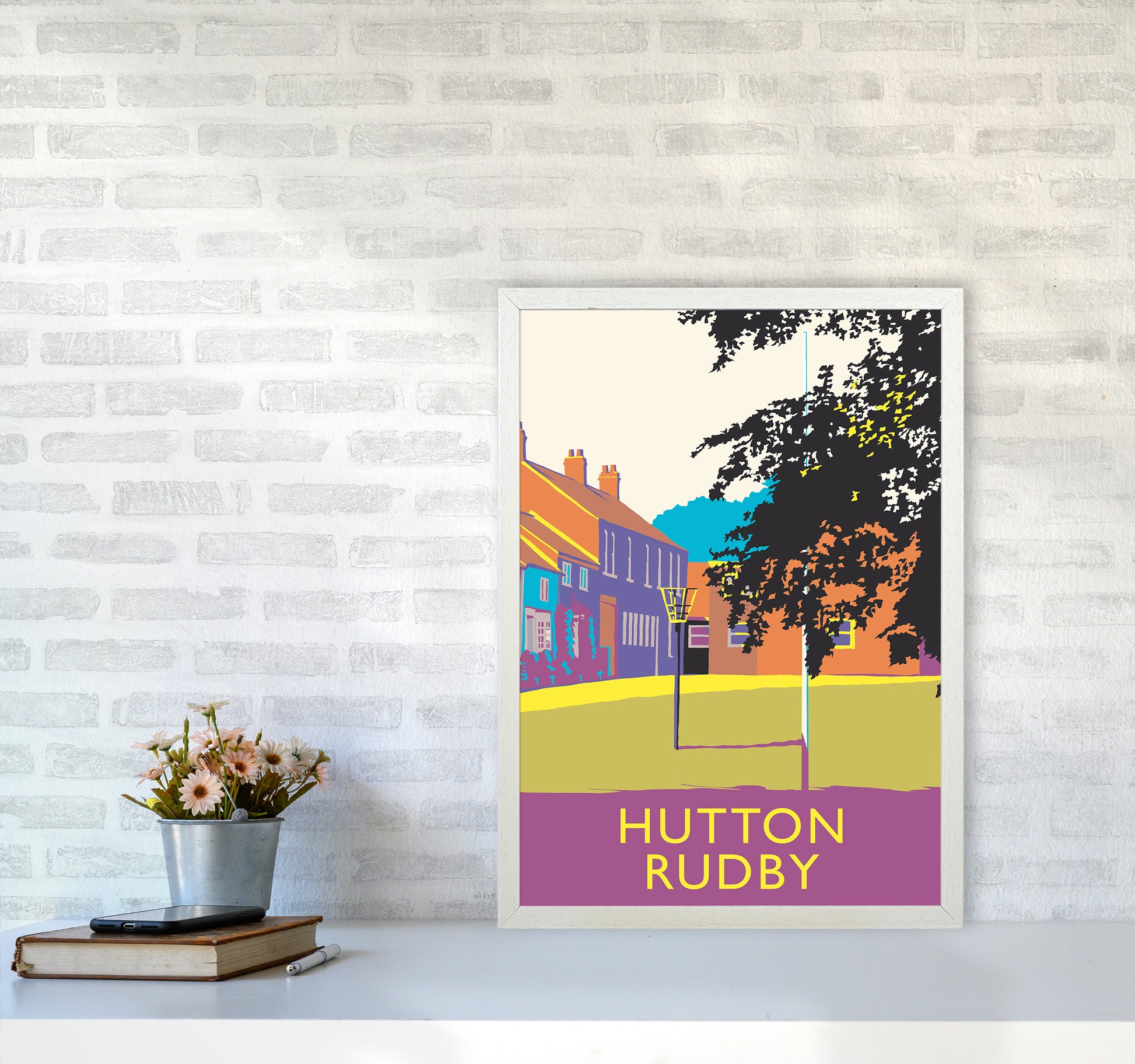 Hutton Rudby portrait Travel Art Print by Richard O'Neill A2 Oak Frame