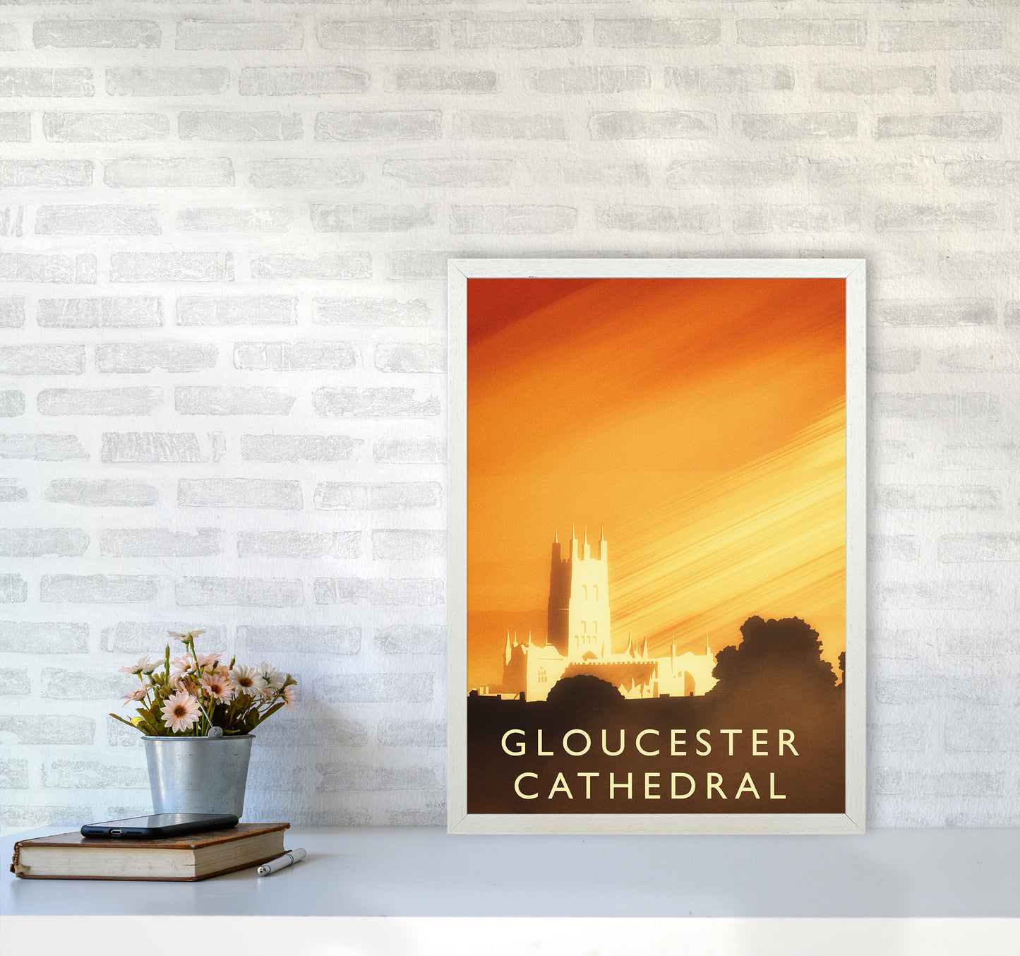 Gloucester Cathedral portrait Travel Art Print by Richard O'Neill A2 Oak Frame