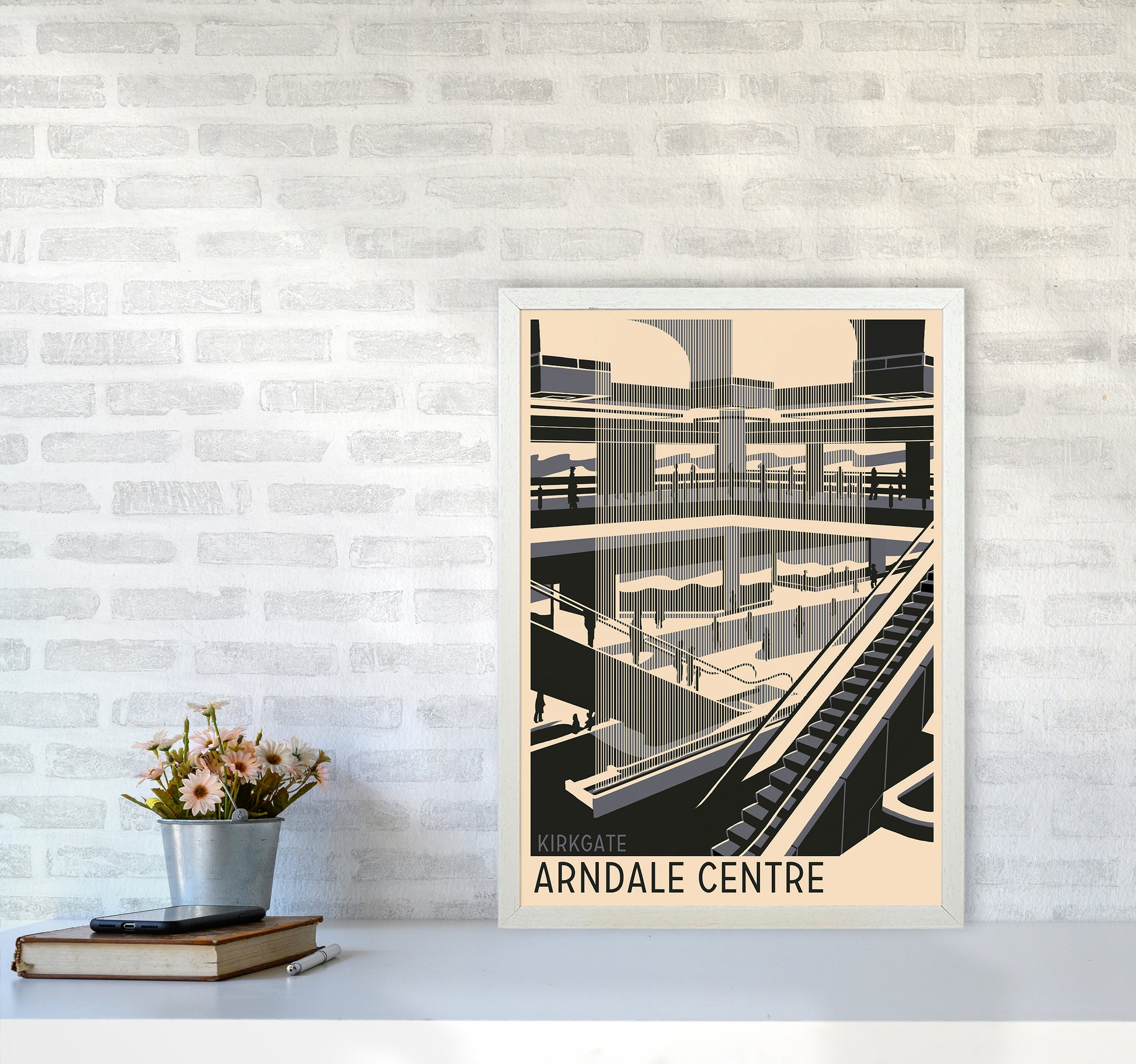 Kirkgate Arndale Centre Travel Art Print by Richard O'Neill A2 Oak Frame