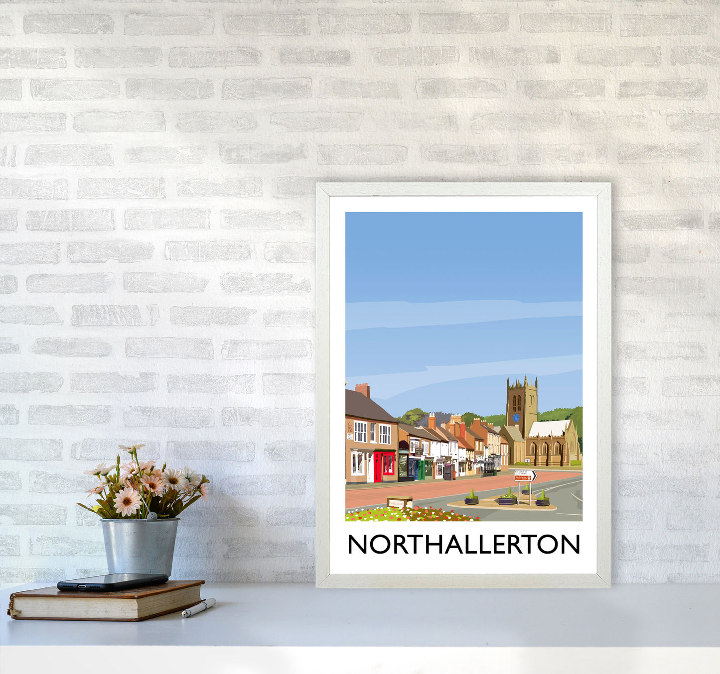 Northallerton 5 portrait Travel Art Print by Richard O'Neill A2 Oak Frame