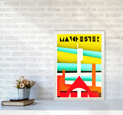 Manchester Travel Art Print by Richard O'Neill A2 Oak Frame
