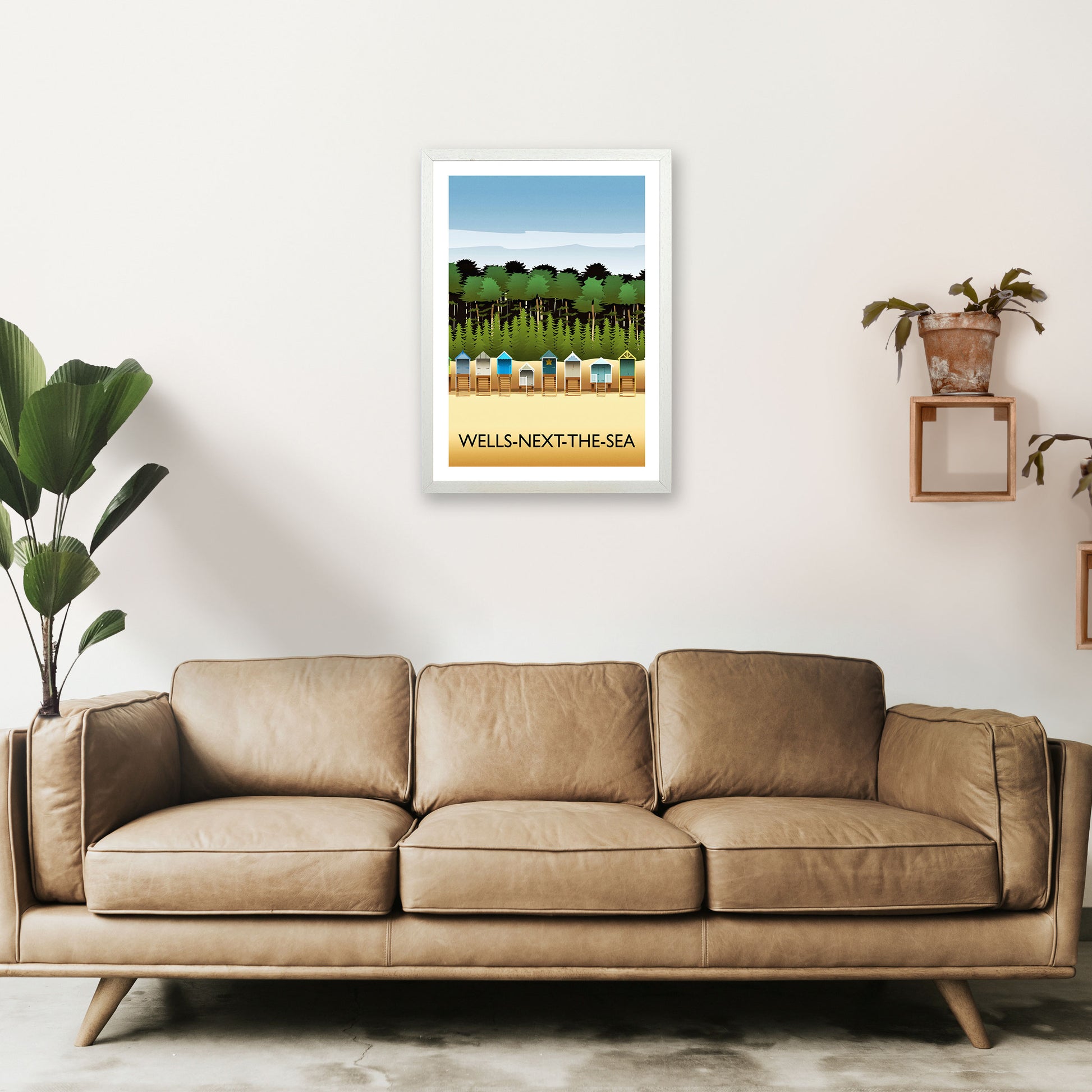 Wells-Next-The-Sea Portrait Travel Art Print by Richard O'Neill A2 Oak Frame