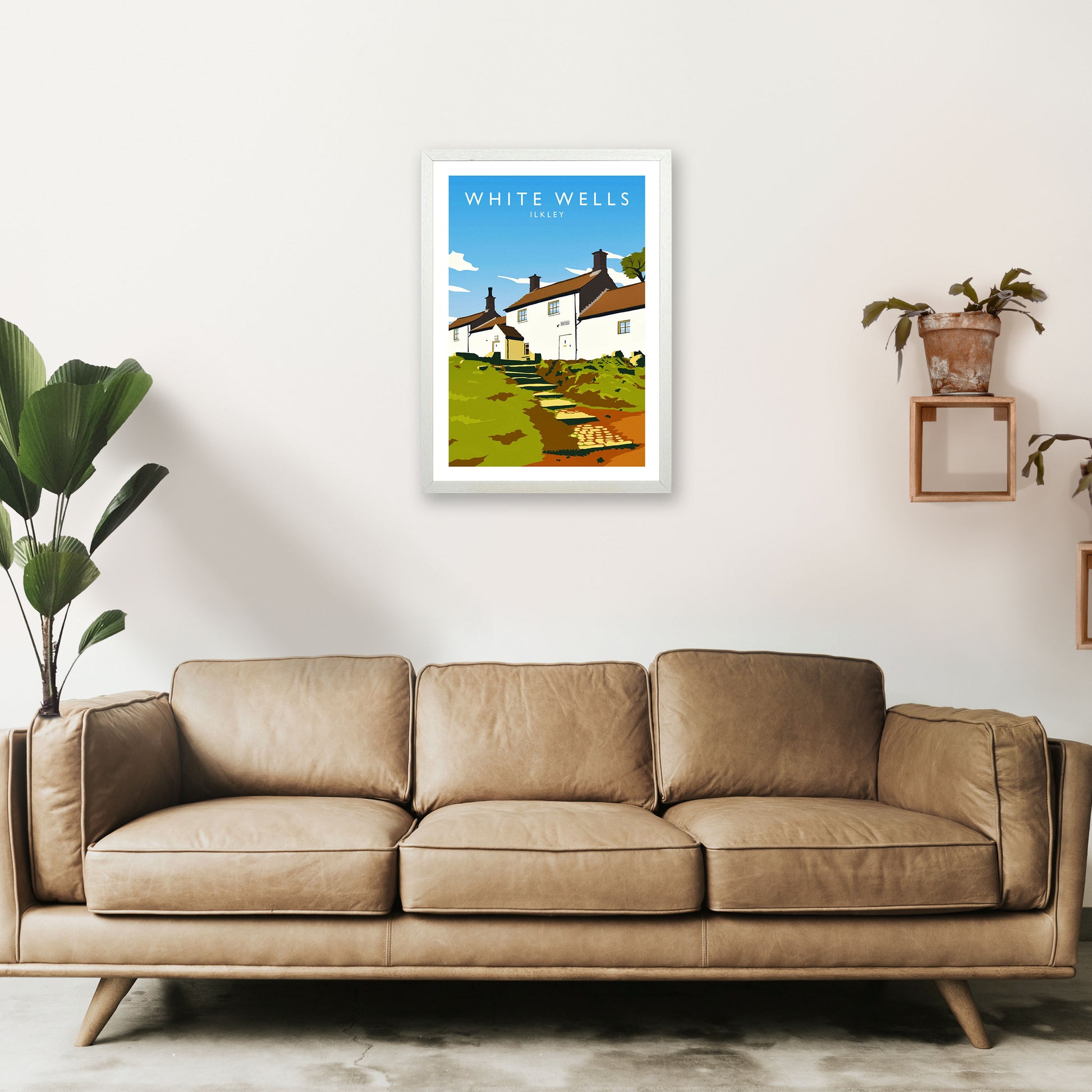 White Wells Portrait Travel Art Print by Richard O'Neill A2 Oak Frame