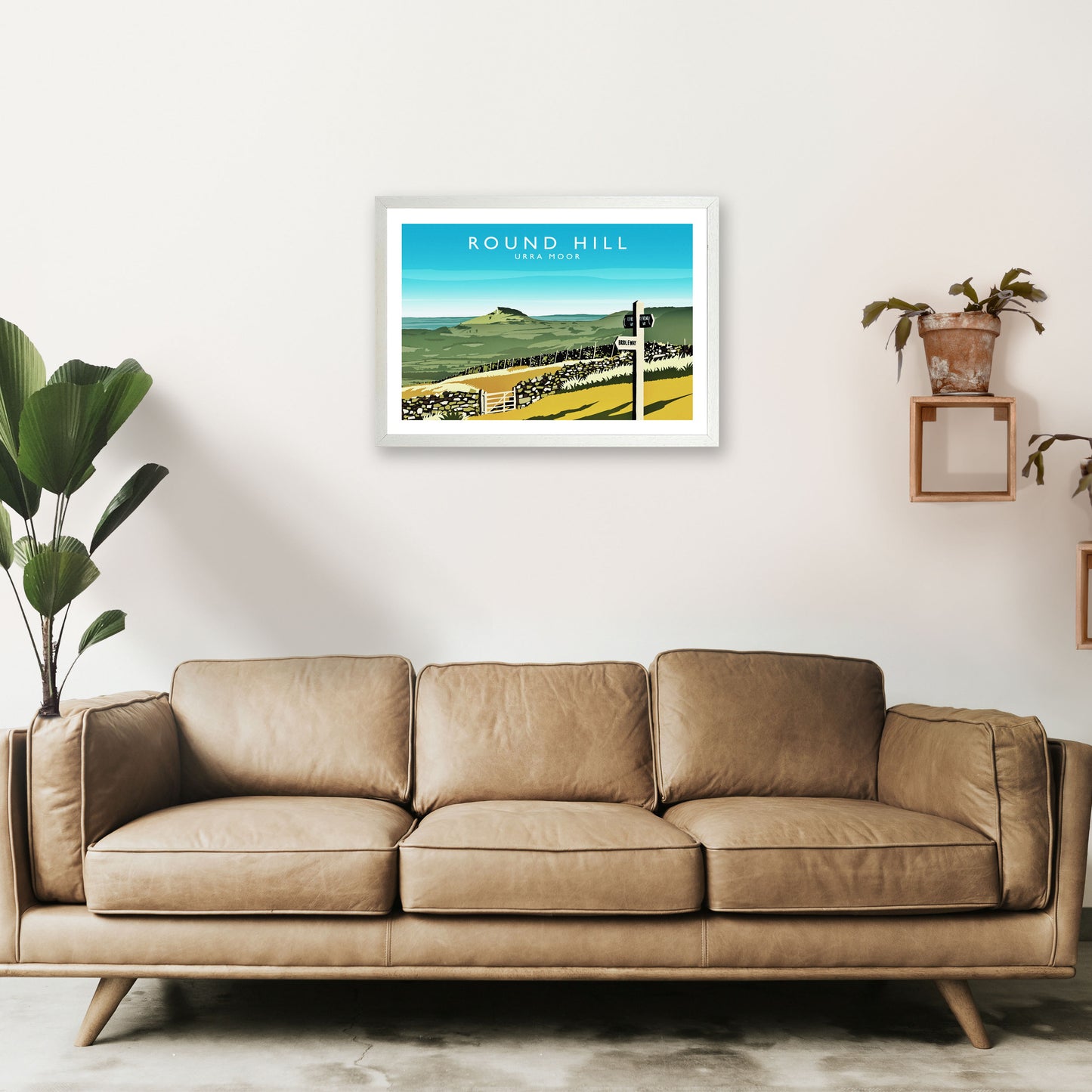 Round Hill Travel Art Print by Richard O'Neill A2 Oak Frame