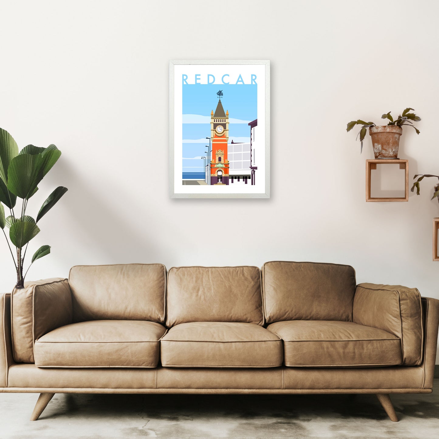 Redcar 3 Travel Art Print by Richard O'Neill A2 Oak Frame