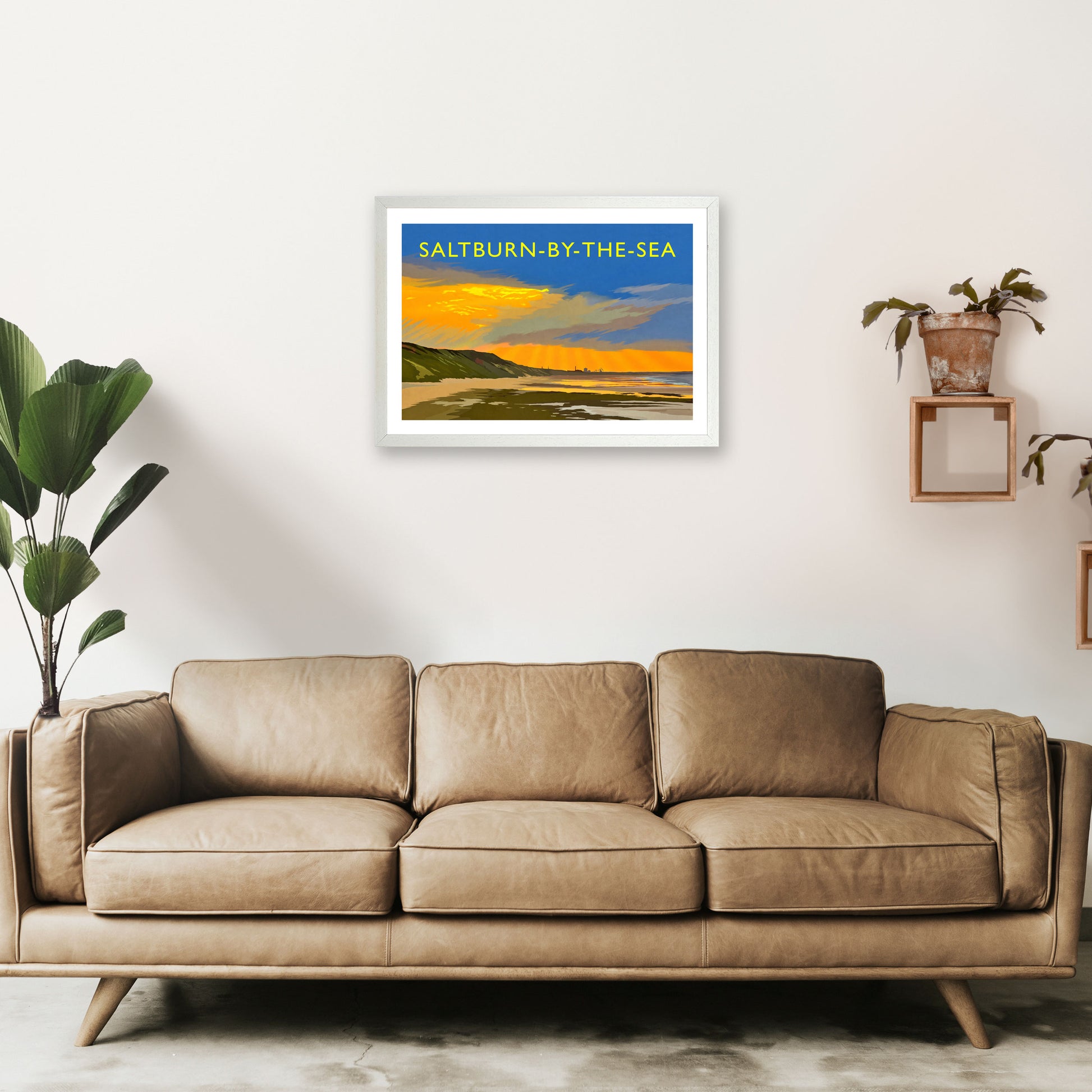 Saltburn-By-The-Sea 4 Travel Art Print by Richard O'Neill A2 Oak Frame