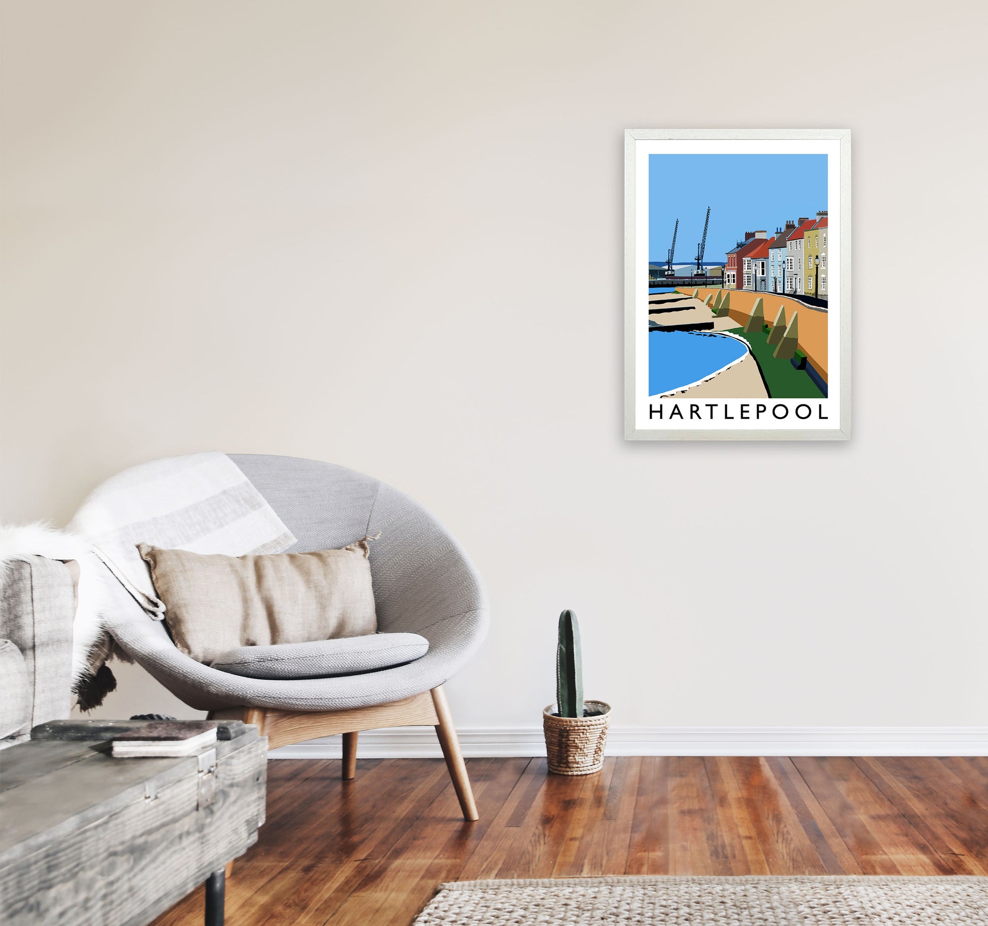 Hartlepool Framed Digital Art Print by Richard O'Neill A2 Oak Frame