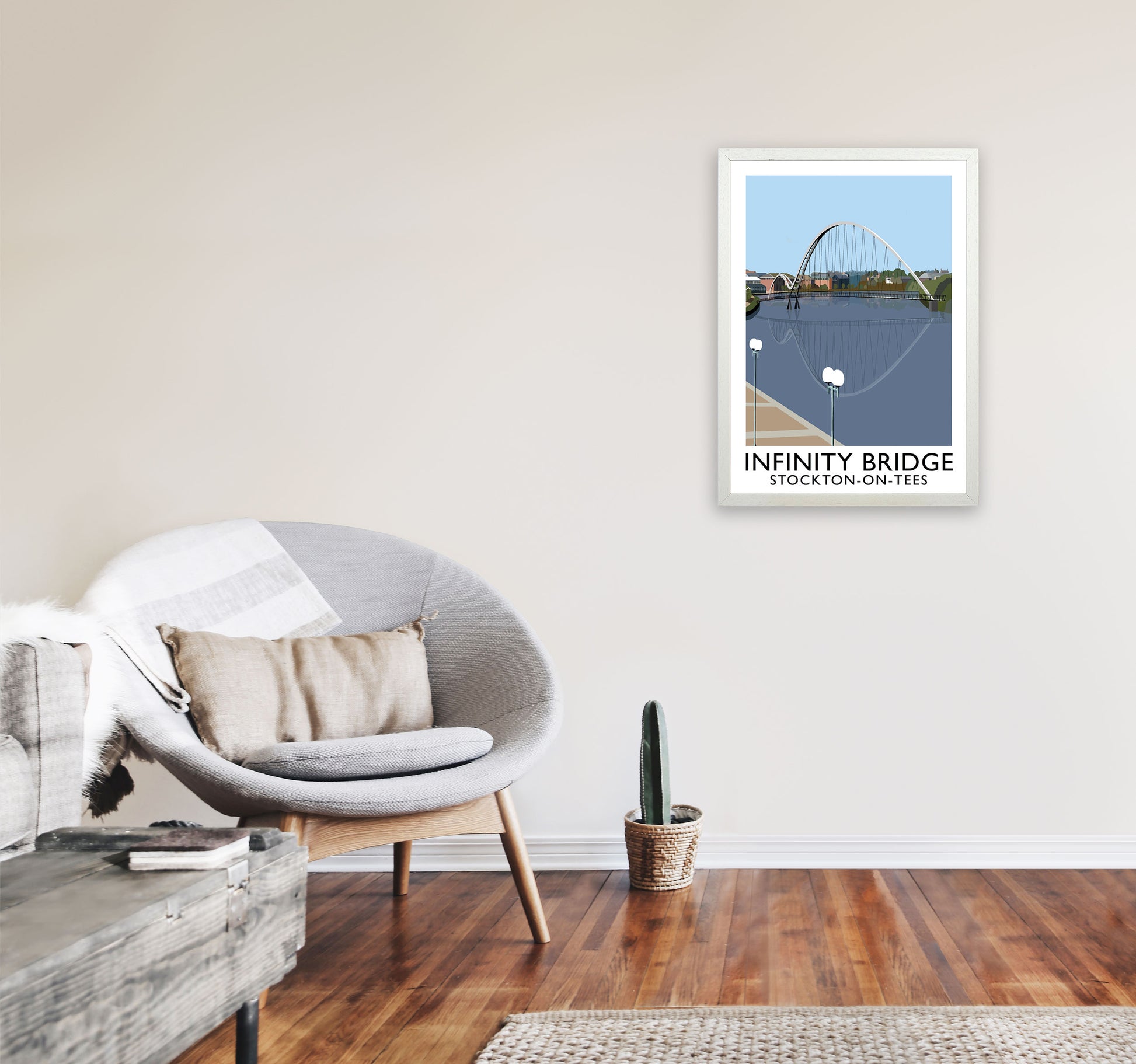 Infinity Bridge Stockton-On-Tees Art Print by Richard O'Neill A2 Oak Frame