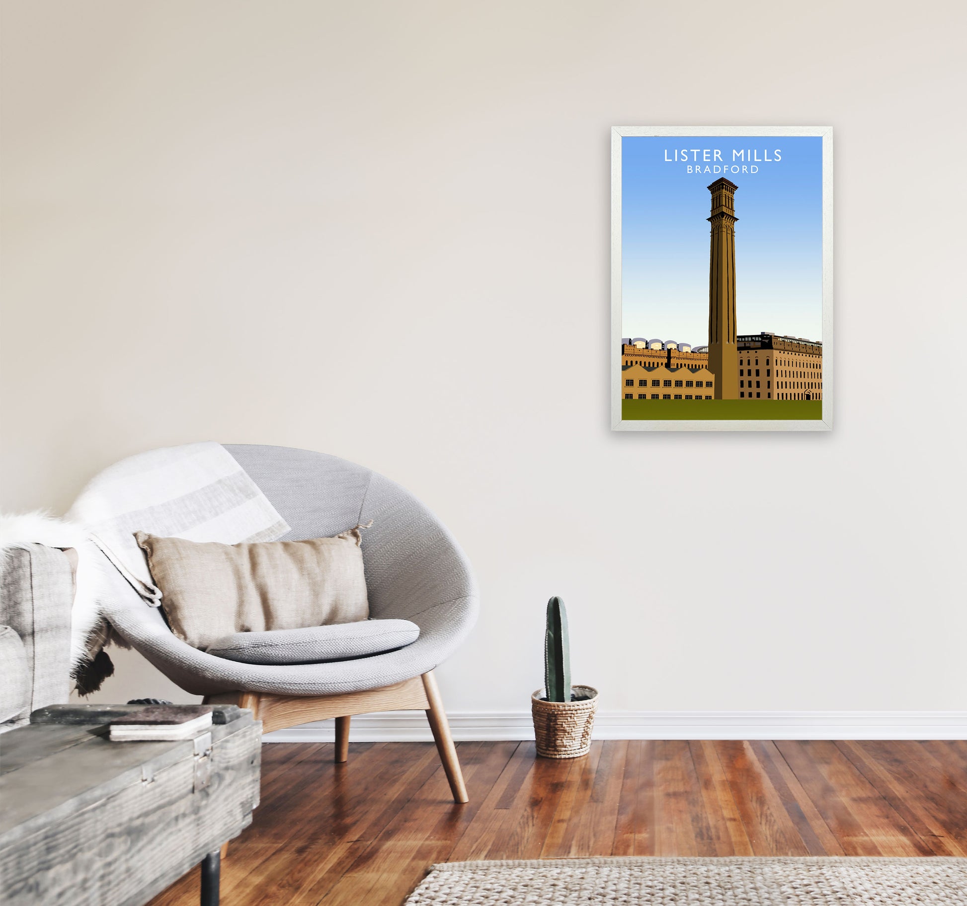 Lister Mills Bradford Art Print by Richard O'Neill A2 Oak Frame