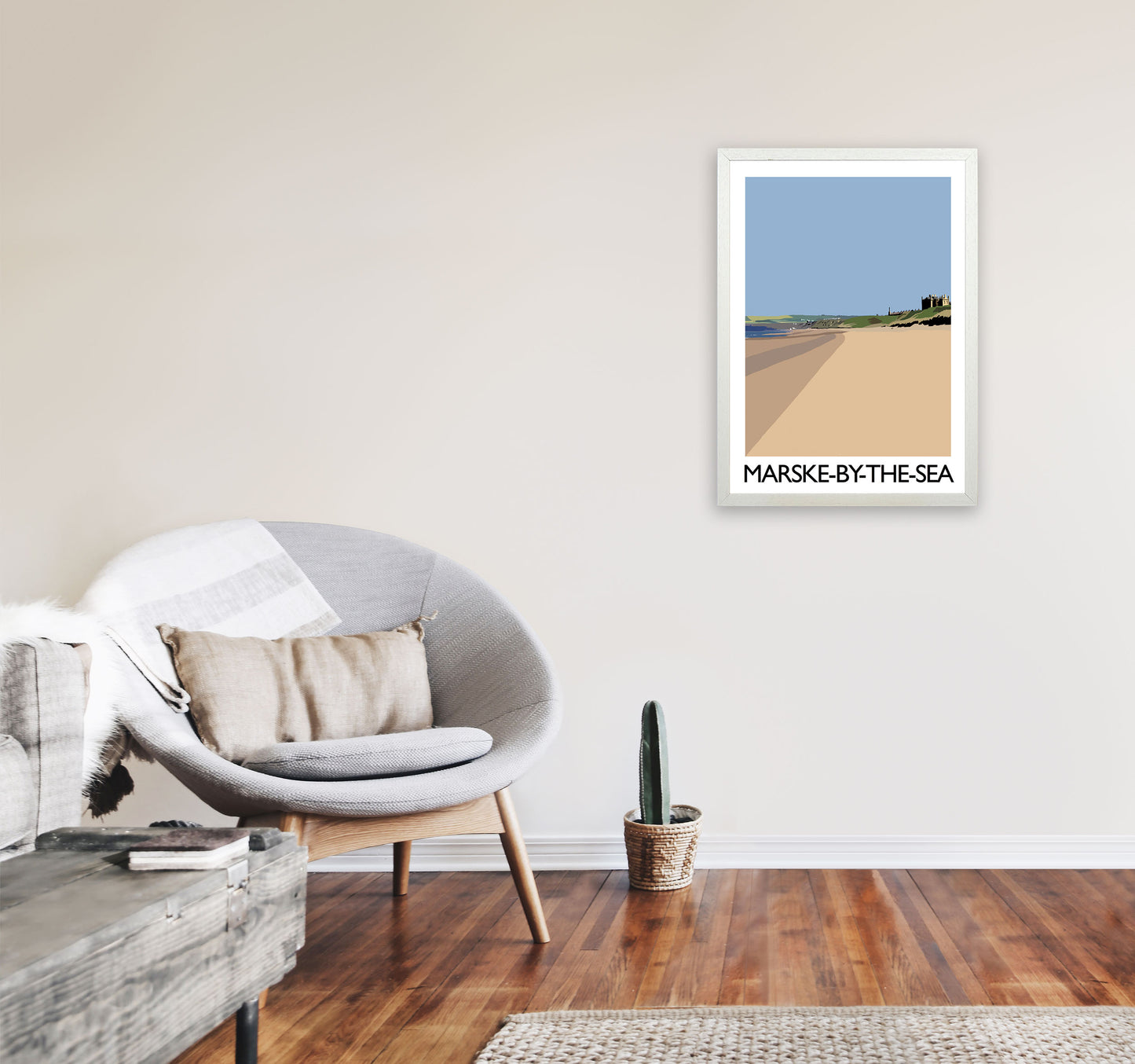 Marske-By-the-Sea Art Print by Richard O'Neill A2 Oak Frame