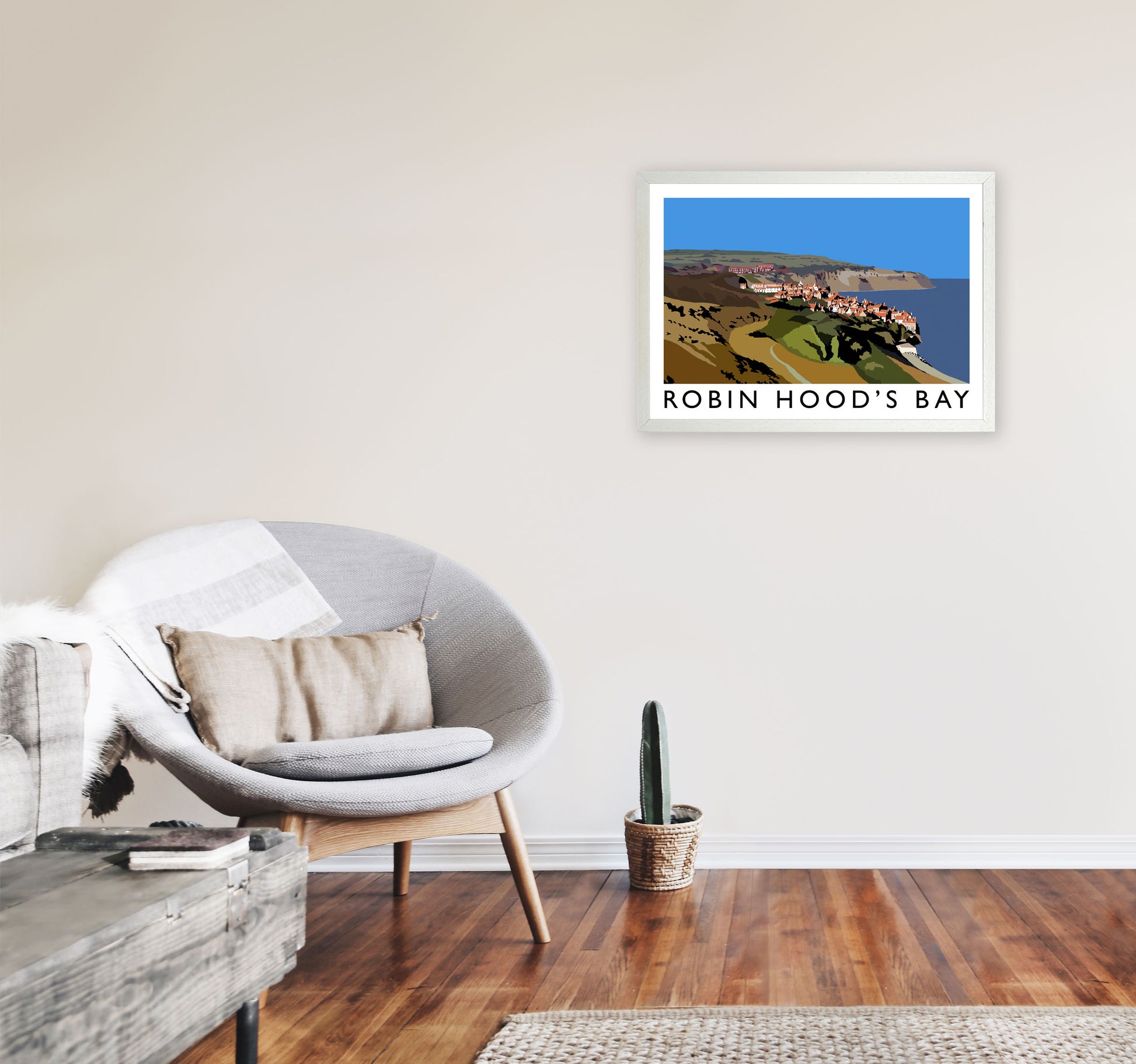 Robin Hood's Bay Art Print by Richard O'Neill A2 Oak Frame