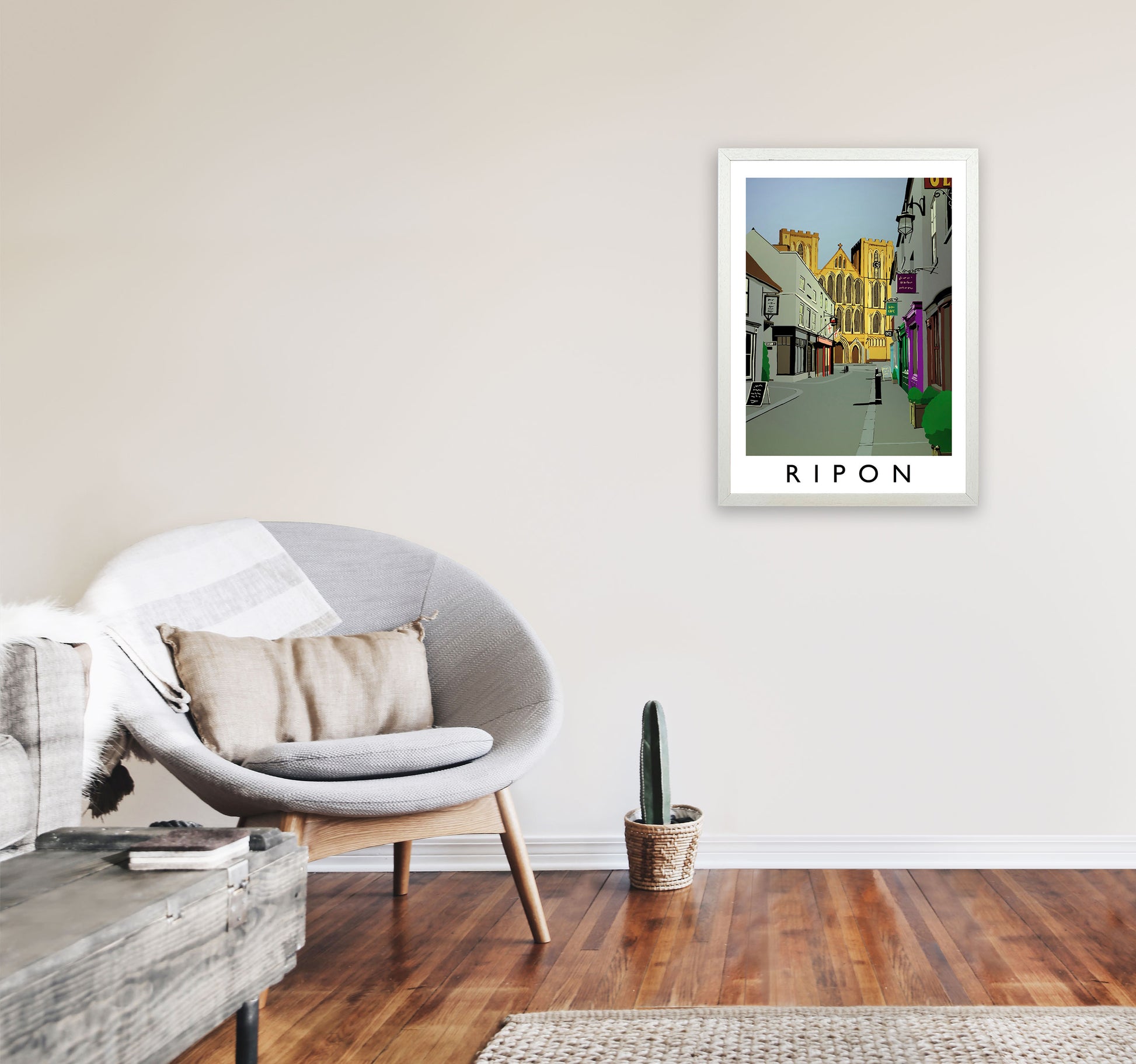 Ripon by Richard O'Neill Yorkshire Art Print, Vintage Travel Poster A2 Oak Frame